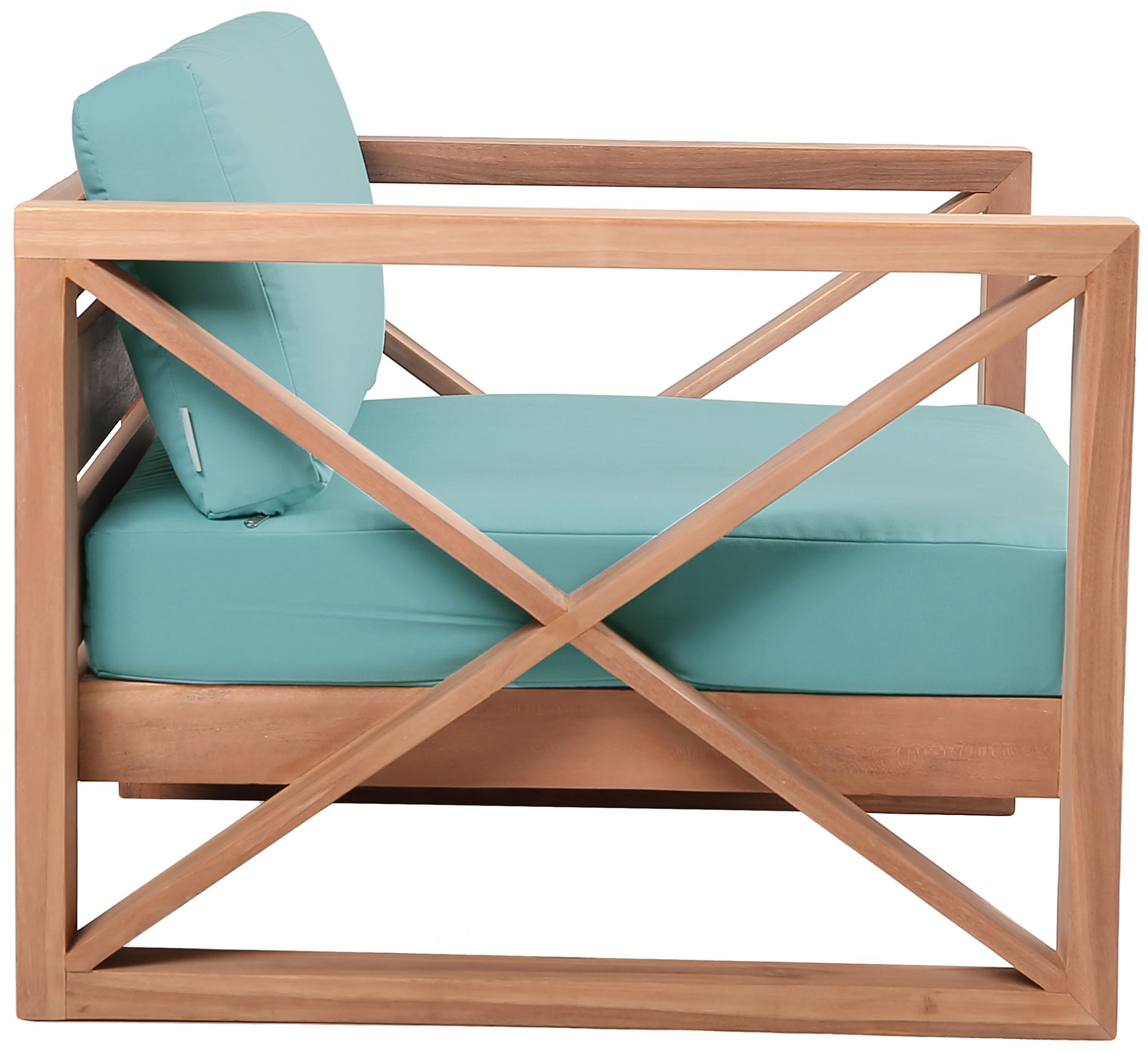 Anguilla Outdoor Patio Waterproof Fabric Accent Chair with Solid Teak Wood Frame