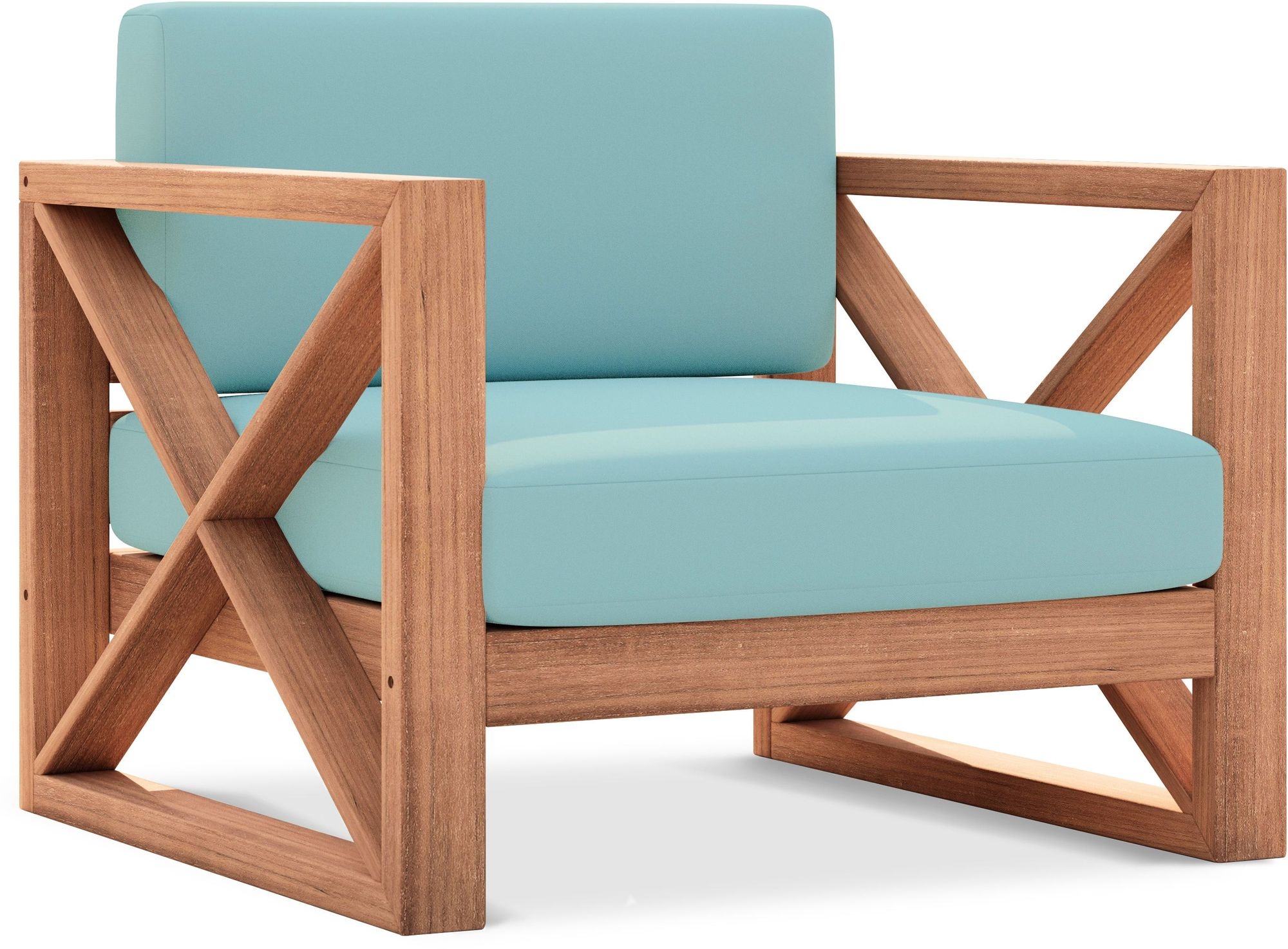 Anguilla Outdoor Patio Waterproof Fabric Accent Chair with Solid Teak Wood Frame