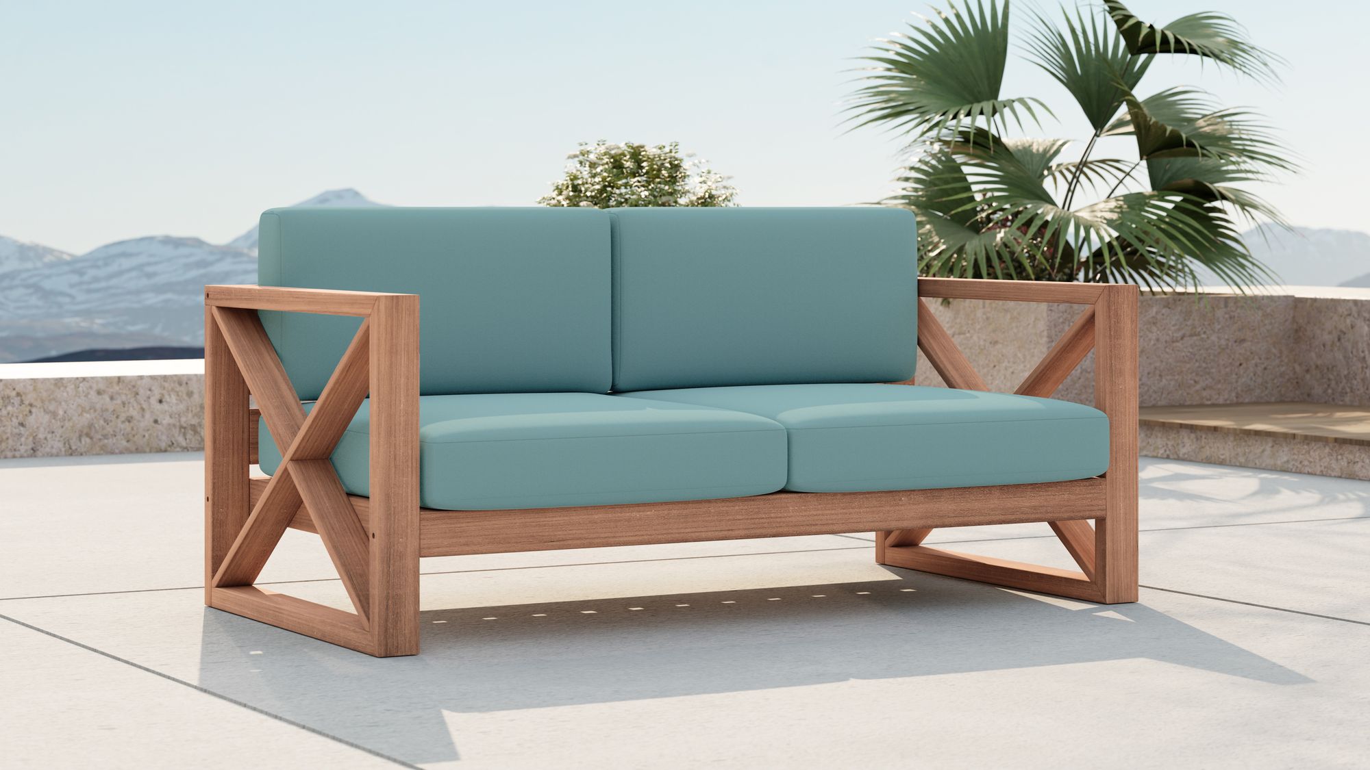 Anguilla 65" Outdoor Patio Waterproof Fabric Loveseat