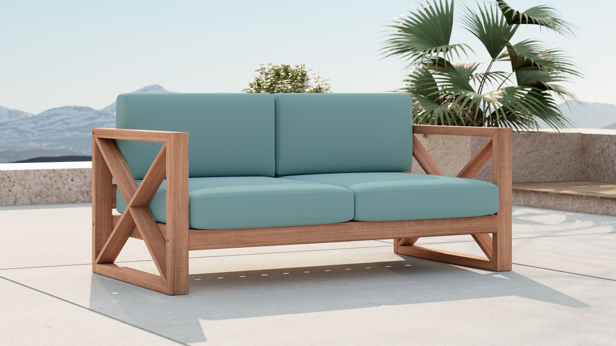 Anguilla 65" Outdoor Patio Waterproof Fabric Loveseat
