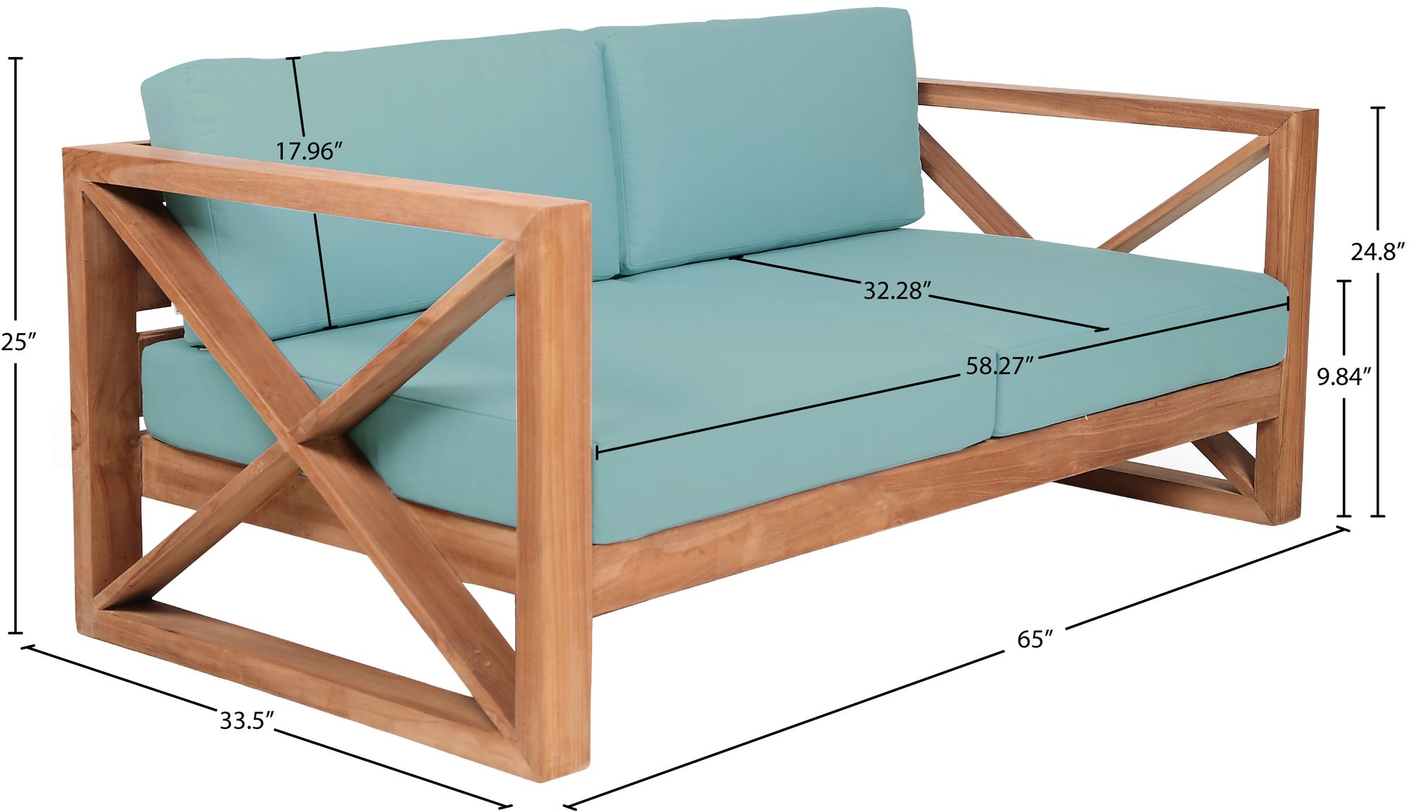 Anguilla 65" Outdoor Patio Waterproof Fabric Loveseat