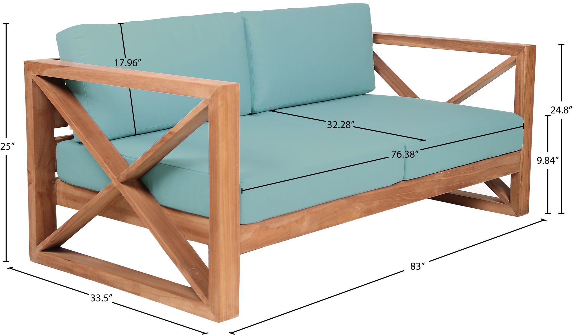Anguilla 83" Outdoor Patio Waterproof Fabric Sofa