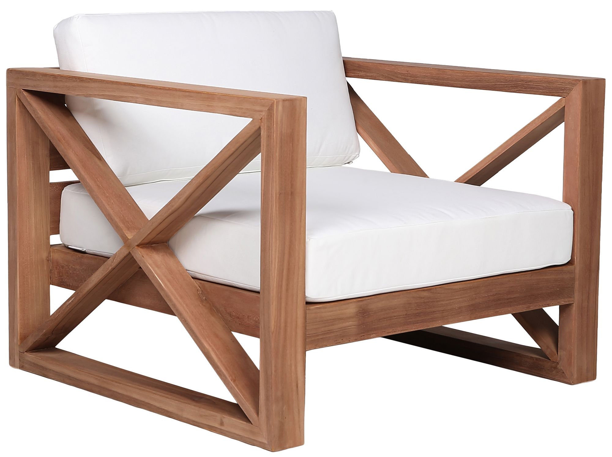 Anguilla Outdoor Patio Waterproof Fabric Accent Chair with Solid Teak Wood Frame