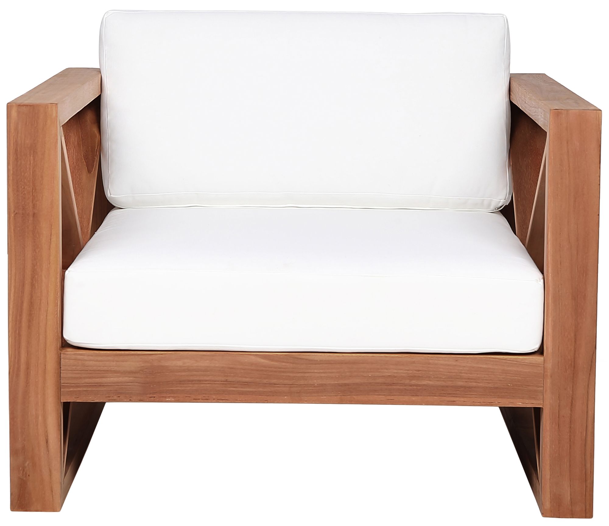Anguilla Outdoor Patio Waterproof Fabric Accent Chair with Solid Teak Wood Frame