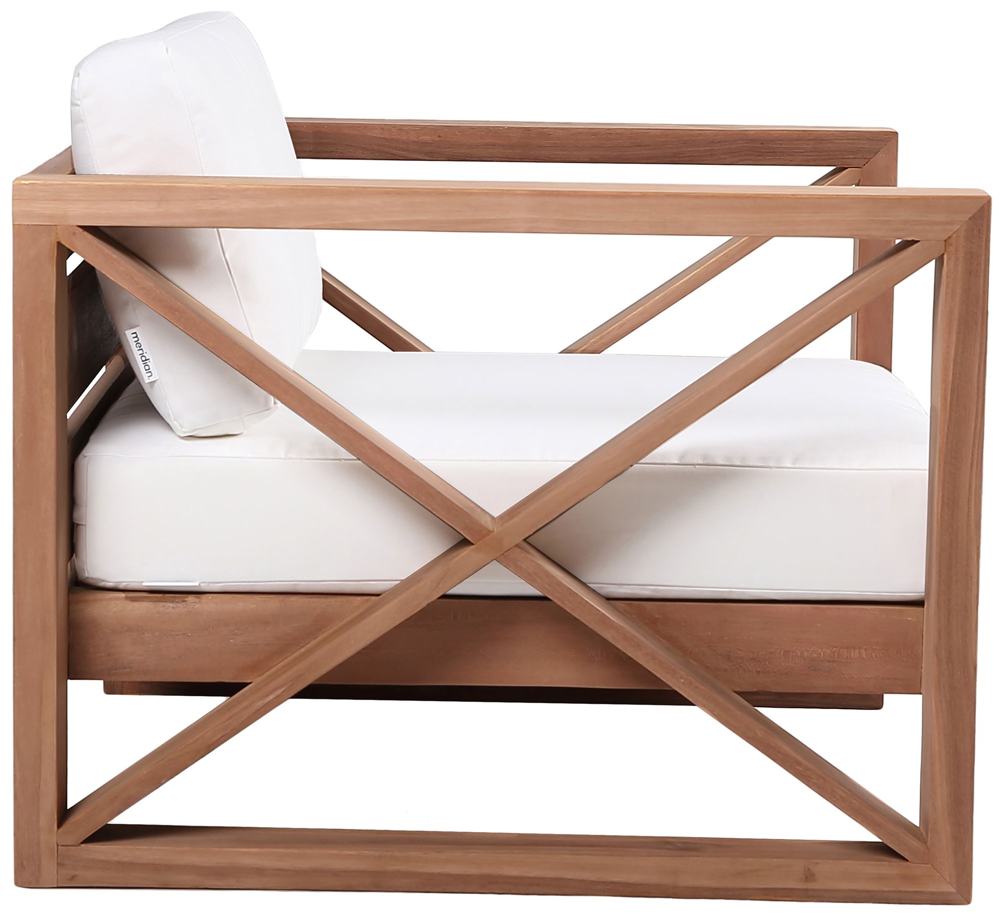 Anguilla Outdoor Patio Waterproof Fabric Accent Chair with Solid Teak Wood Frame