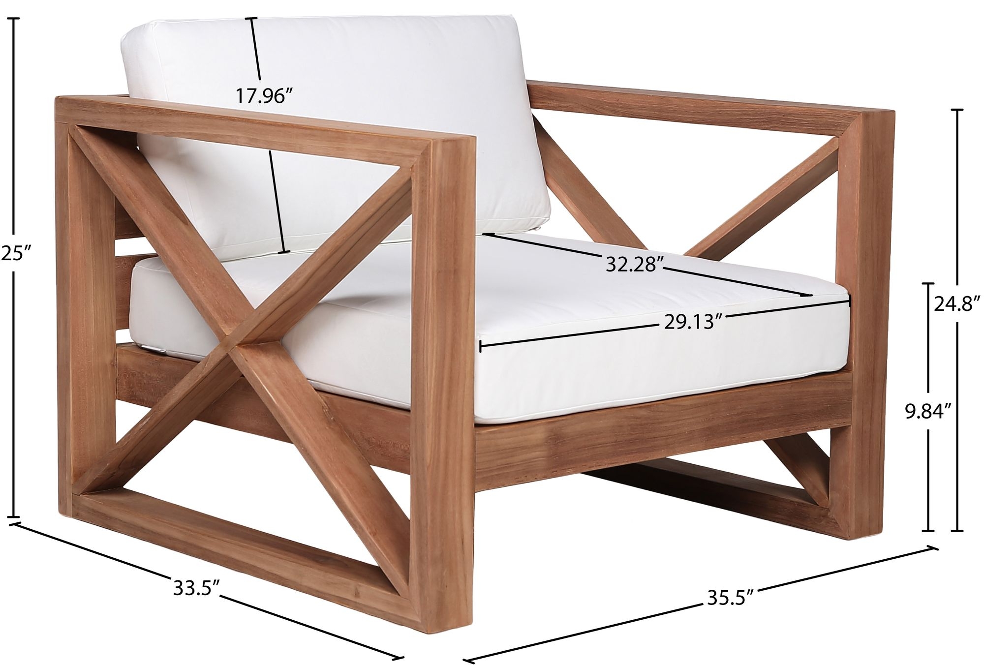 Anguilla Outdoor Patio Waterproof Fabric Accent Chair with Solid Teak Wood Frame