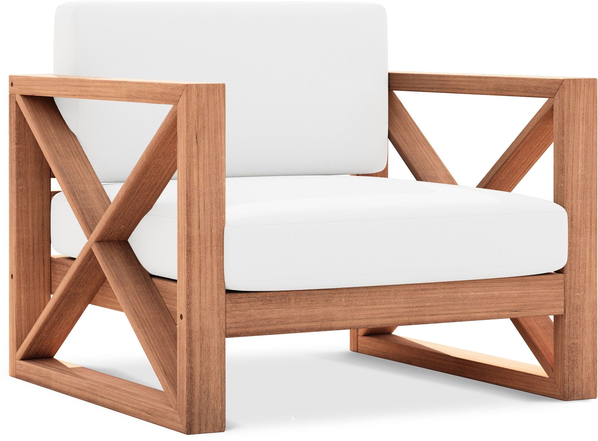 Anguilla Outdoor Patio Waterproof Fabric Accent Chair with Solid Teak Wood Frame
