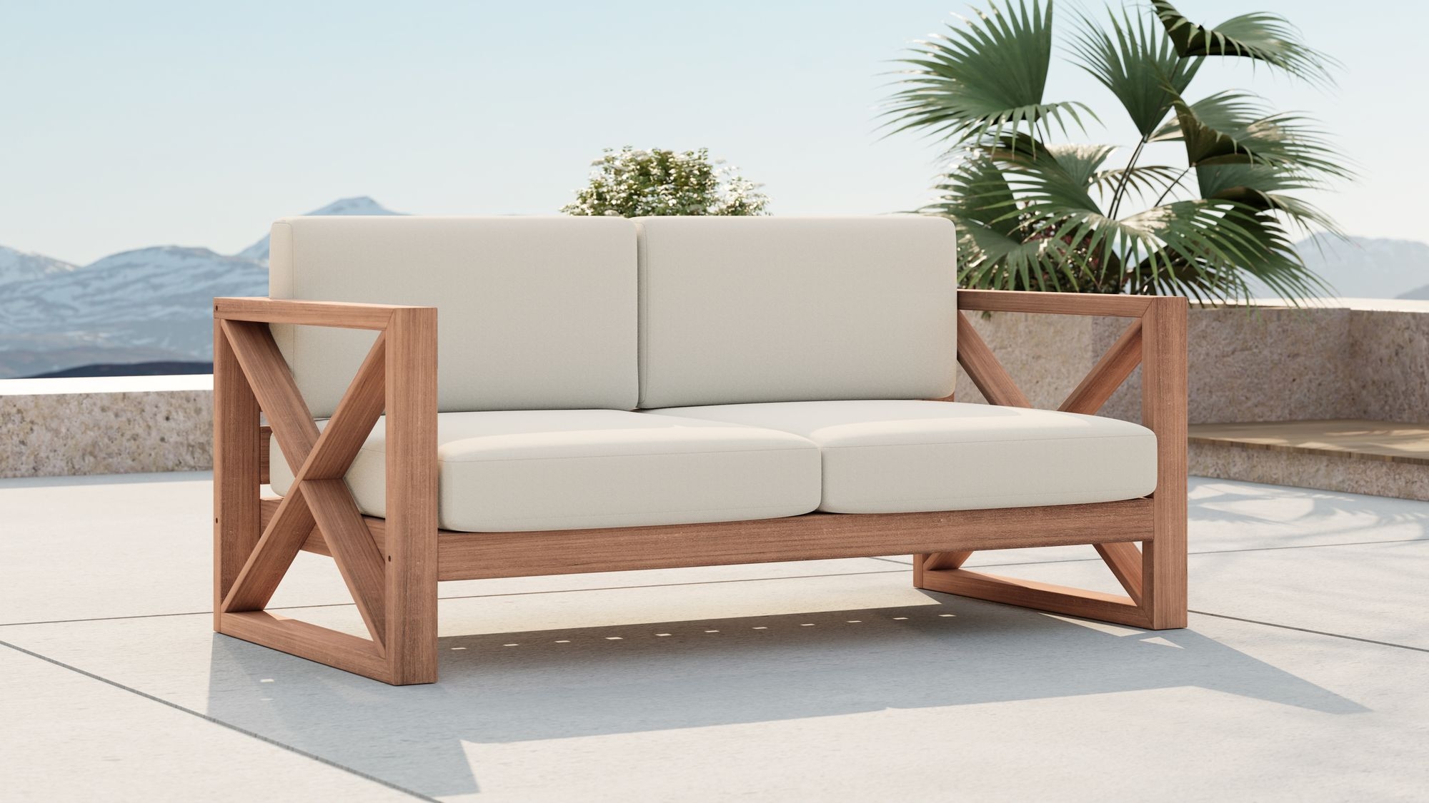 Anguilla 65" Outdoor Patio Waterproof Fabric Loveseat