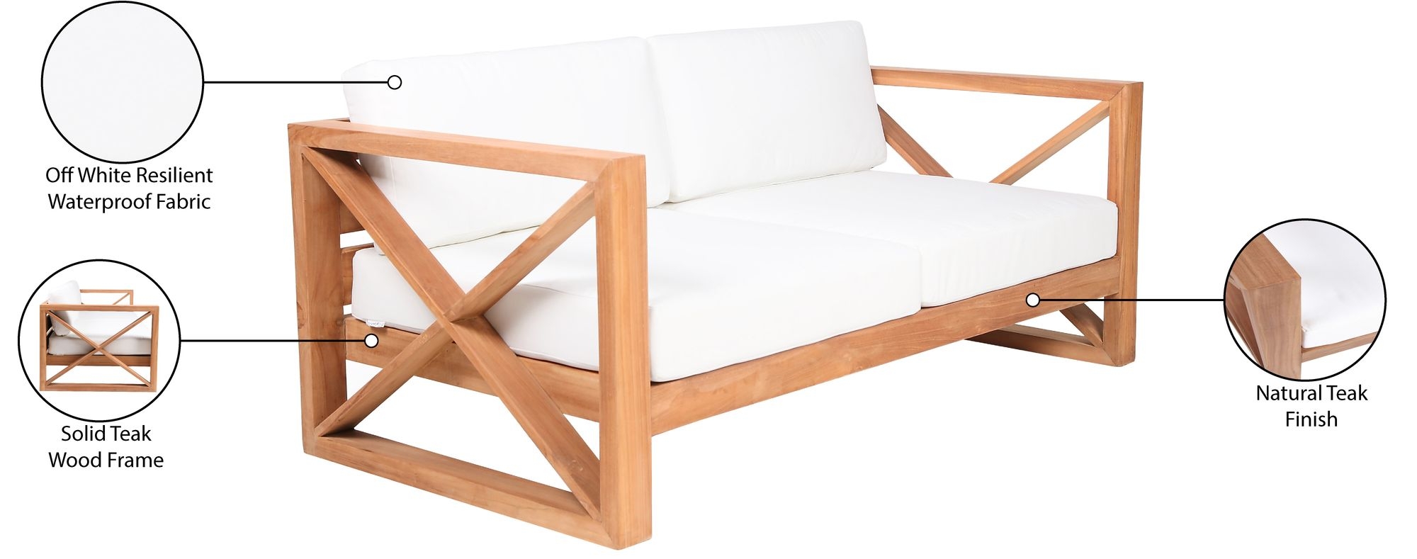 Anguilla 83" Outdoor Patio Waterproof Fabric Sofa