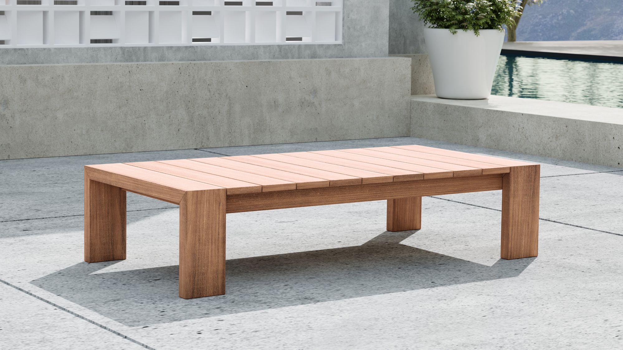 Tulum 52" Rectangular Outdoor Patio Solid Teak Wood Coffee Table