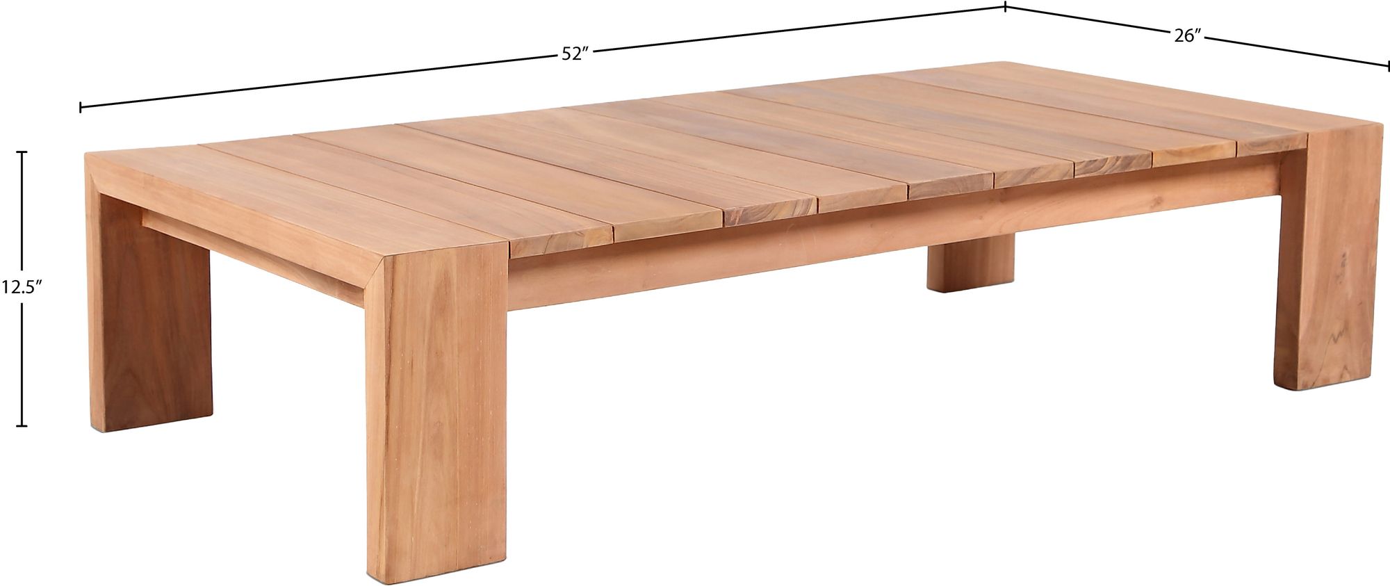 Tulum 52" Rectangular Outdoor Patio Solid Teak Wood Coffee Table
