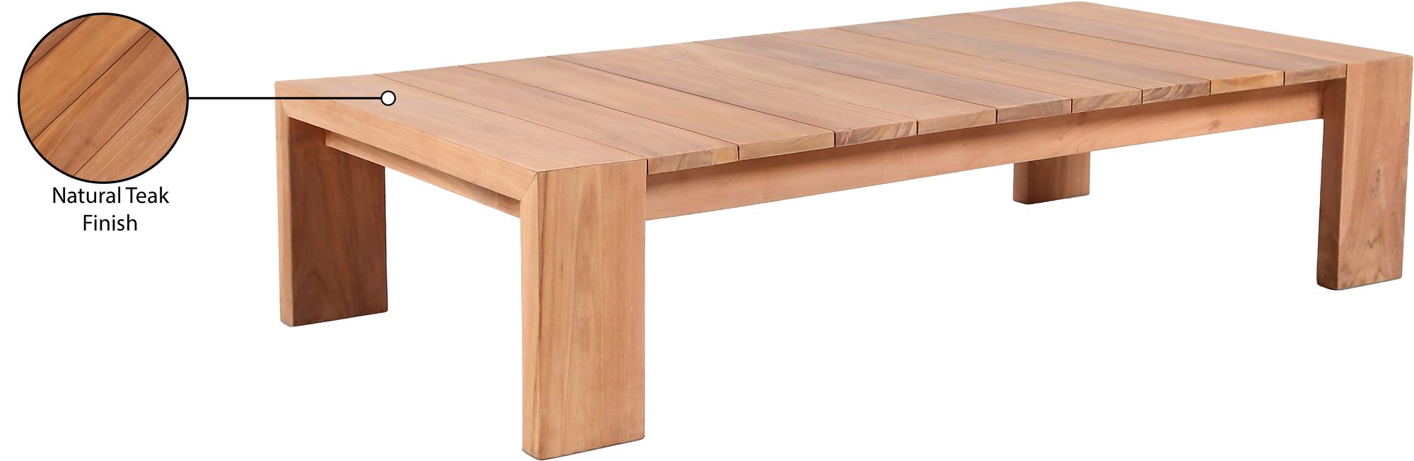 Tulum 52" Rectangular Outdoor Patio Solid Teak Wood Coffee Table