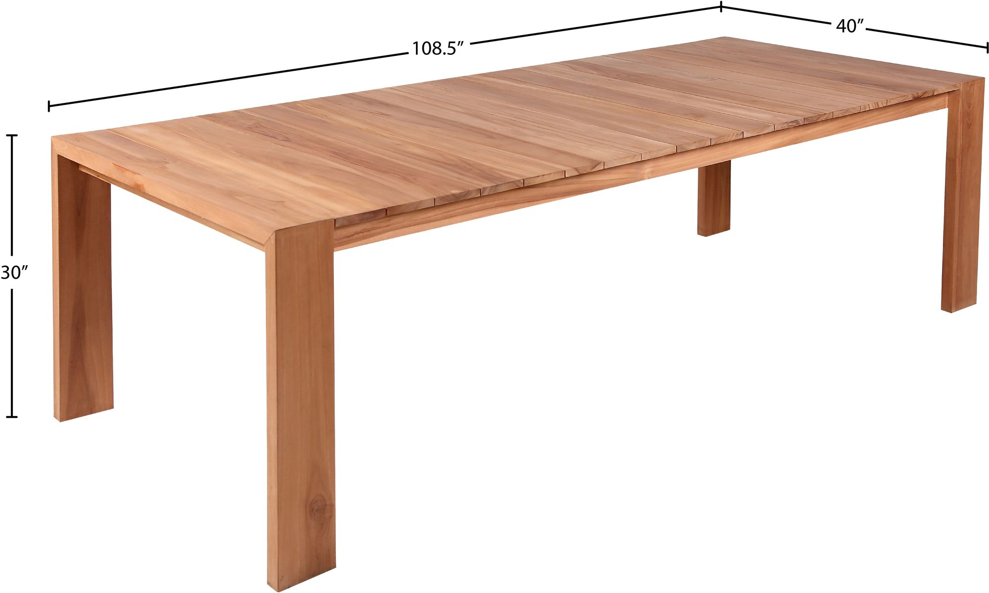 Tulum 108.5" Solid Teak Wood Outdoor Dining Table