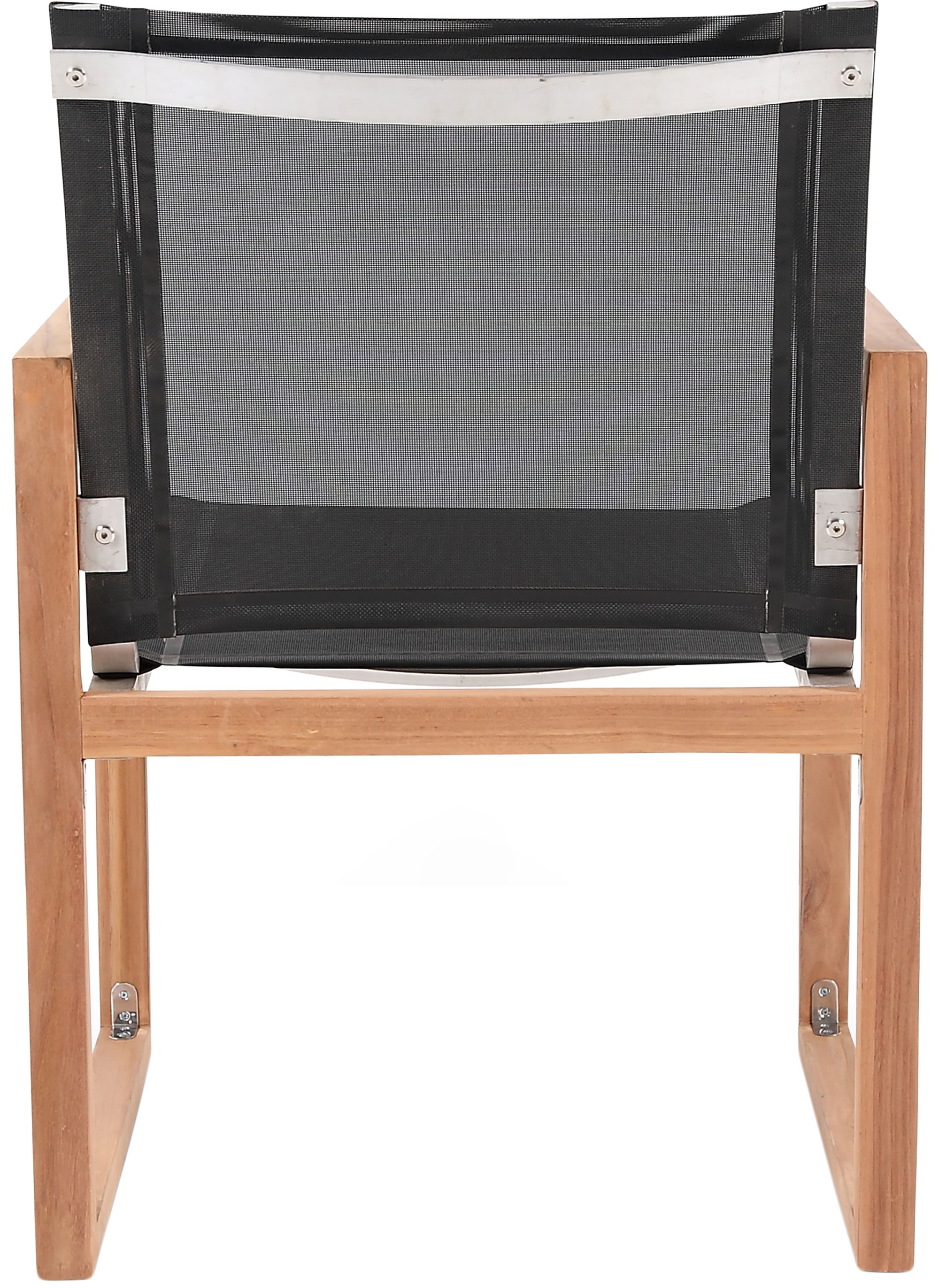 Tulum Outdoor Patio Mesh Waterproof Fabric Dining Arm Chair with Natural Teak Base