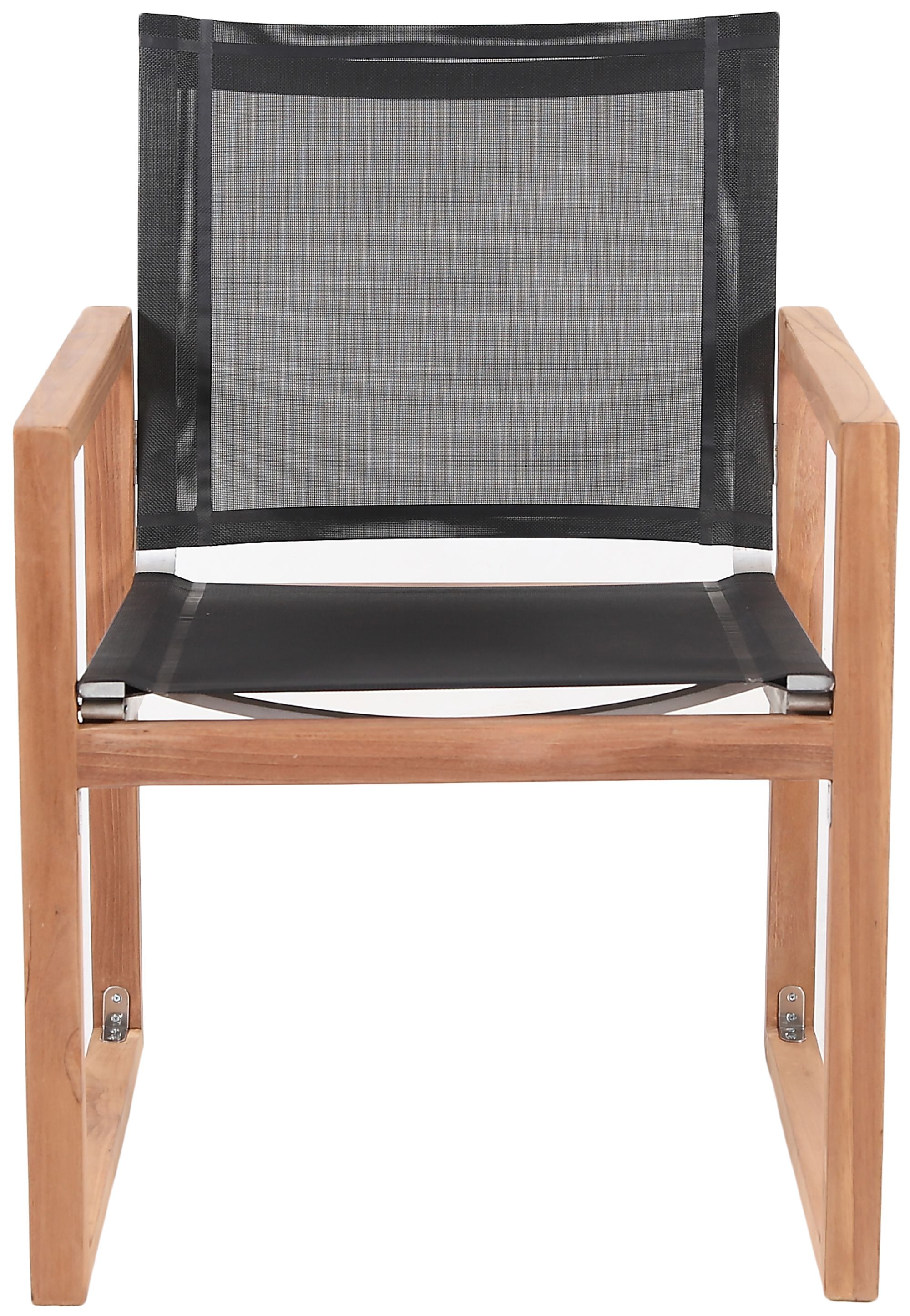 Tulum Outdoor Patio Mesh Waterproof Fabric Dining Arm Chair with Natural Teak Base