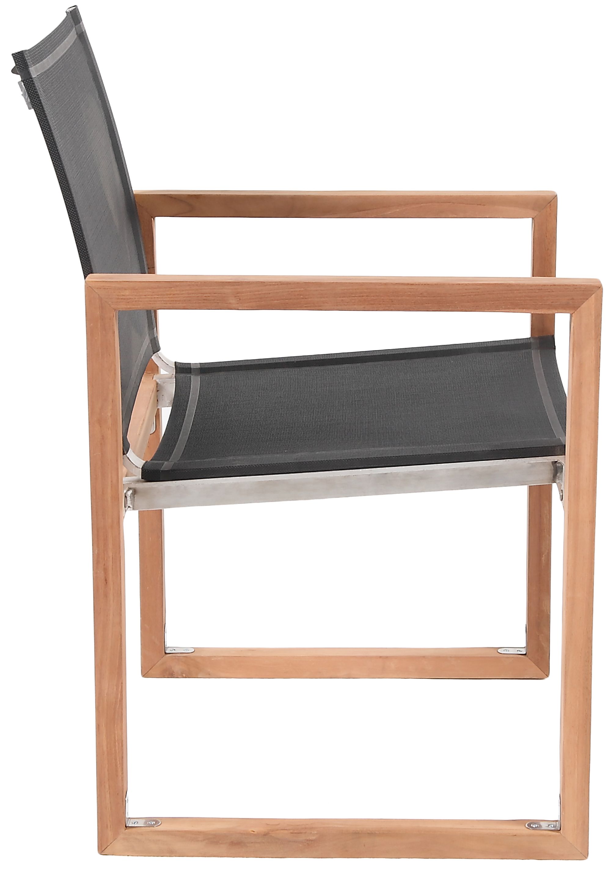 Tulum Outdoor Patio Mesh Waterproof Fabric Dining Arm Chair with Natural Teak Base