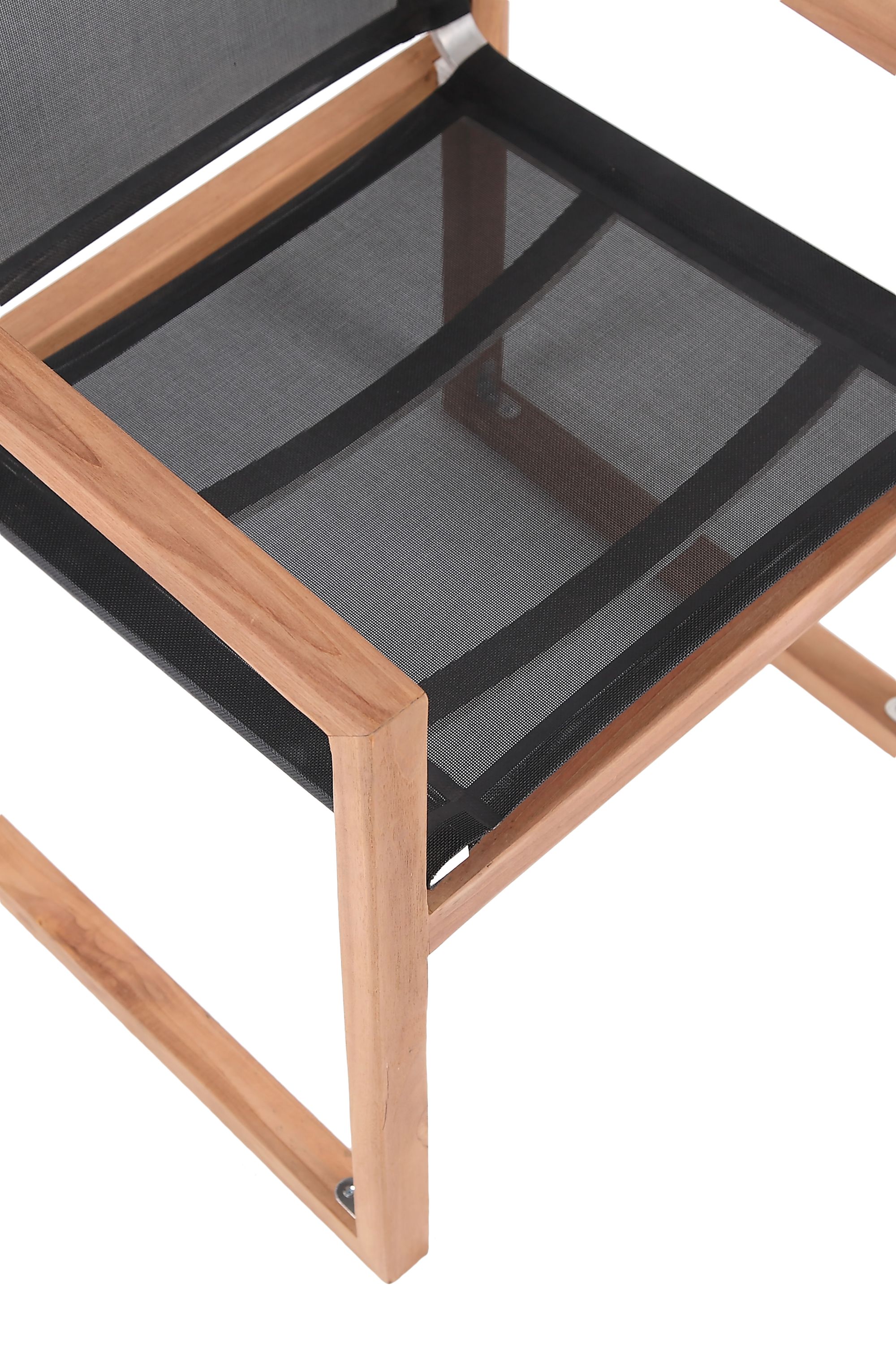 Tulum Outdoor Patio Mesh Waterproof Fabric Dining Arm Chair with Natural Teak Base