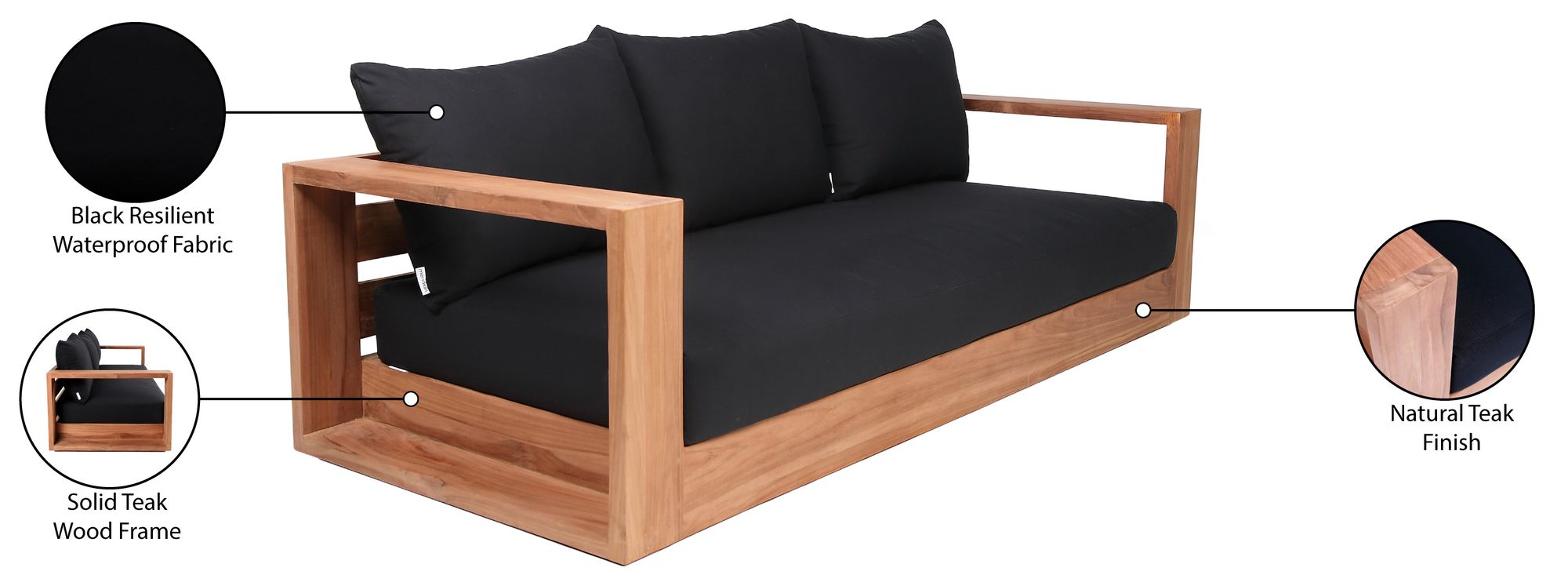 Tulum 87" Outdoor Patio Waterproof Fabric Sofa