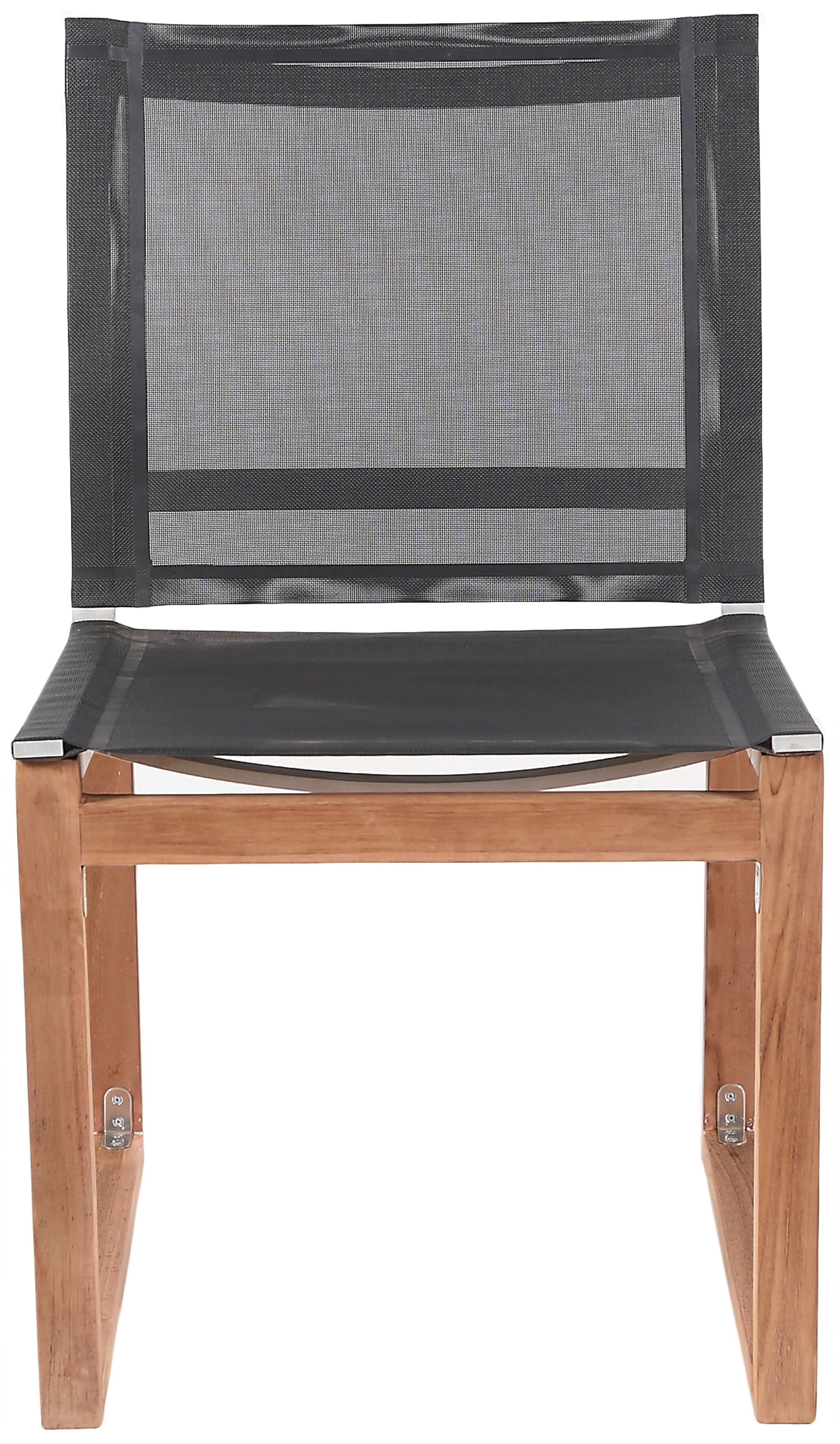 Tulum Outdoor Patio Mesh Waterproof Fabric Dining Side Chair with Natural Teak Base