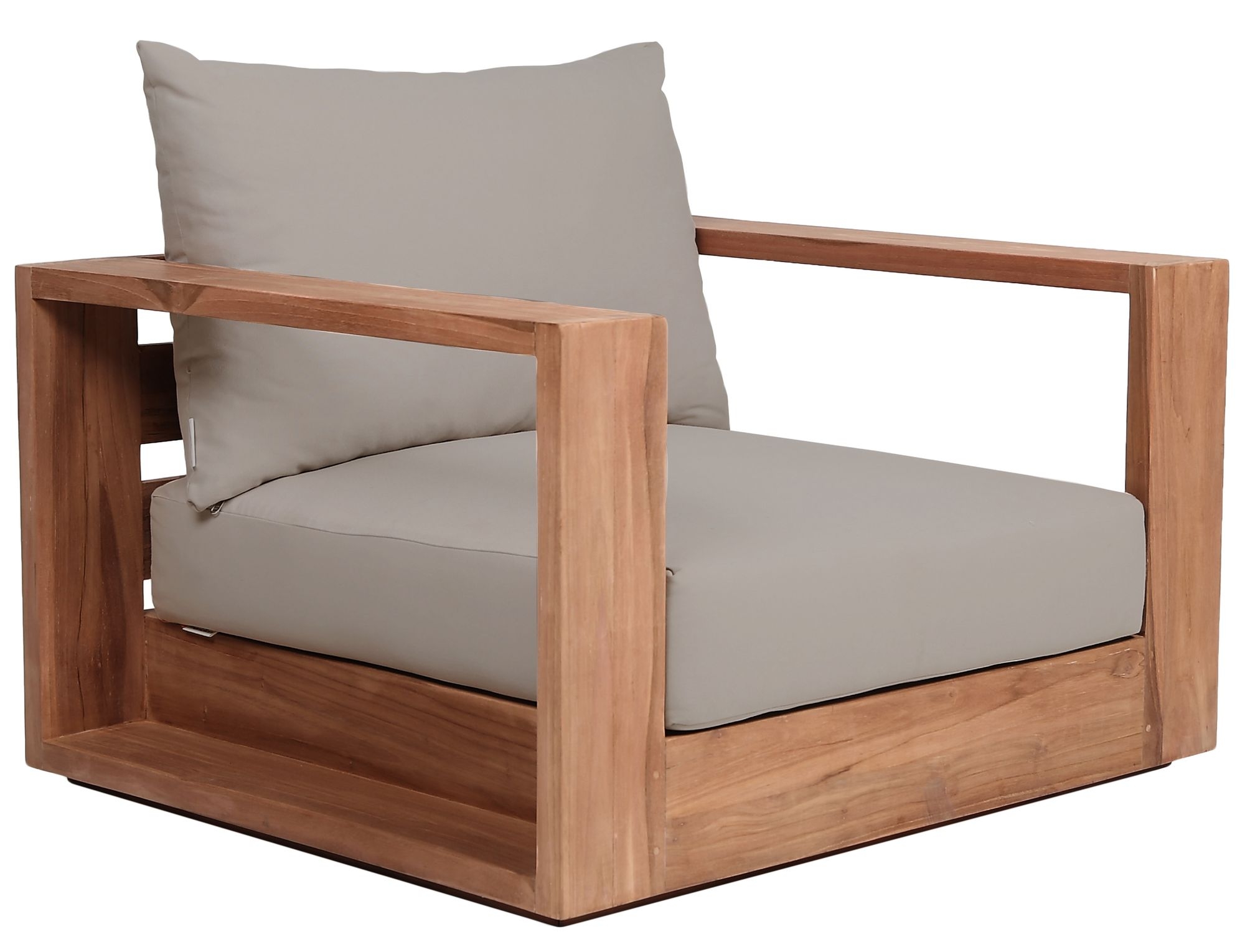 Tulum Outdoor Patio Waterproof Fabric Accent Chair with Solid Teak Wood Frame