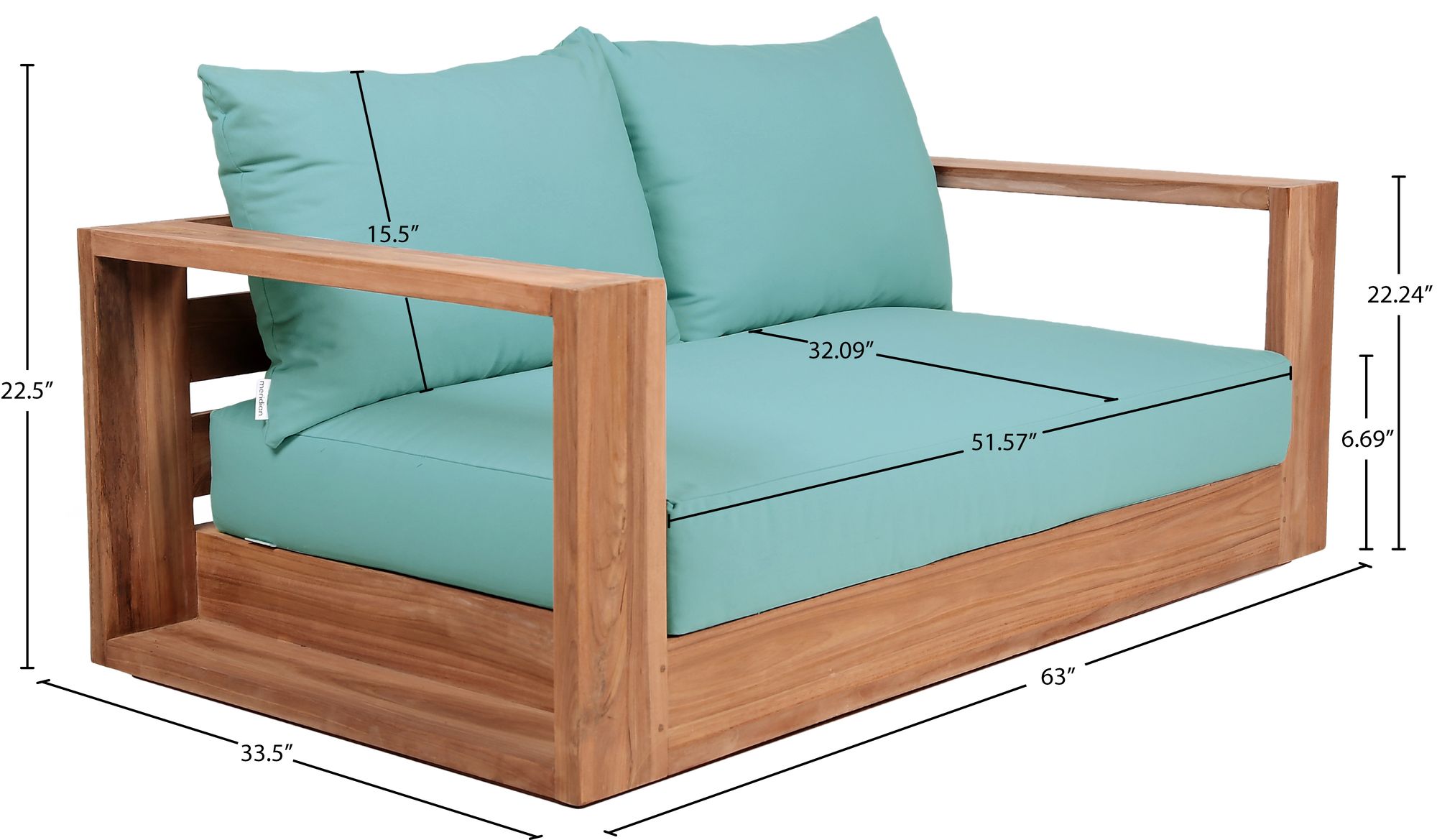 Tulum 63" Outdoor Patio Waterproof Fabric Sofa