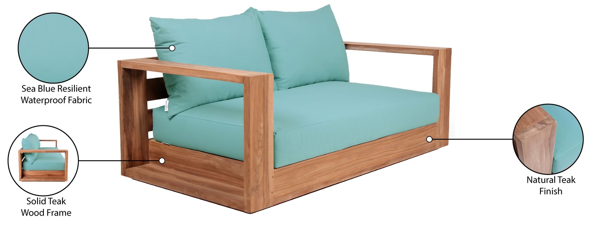 Tulum 63" Outdoor Patio Waterproof Fabric Sofa