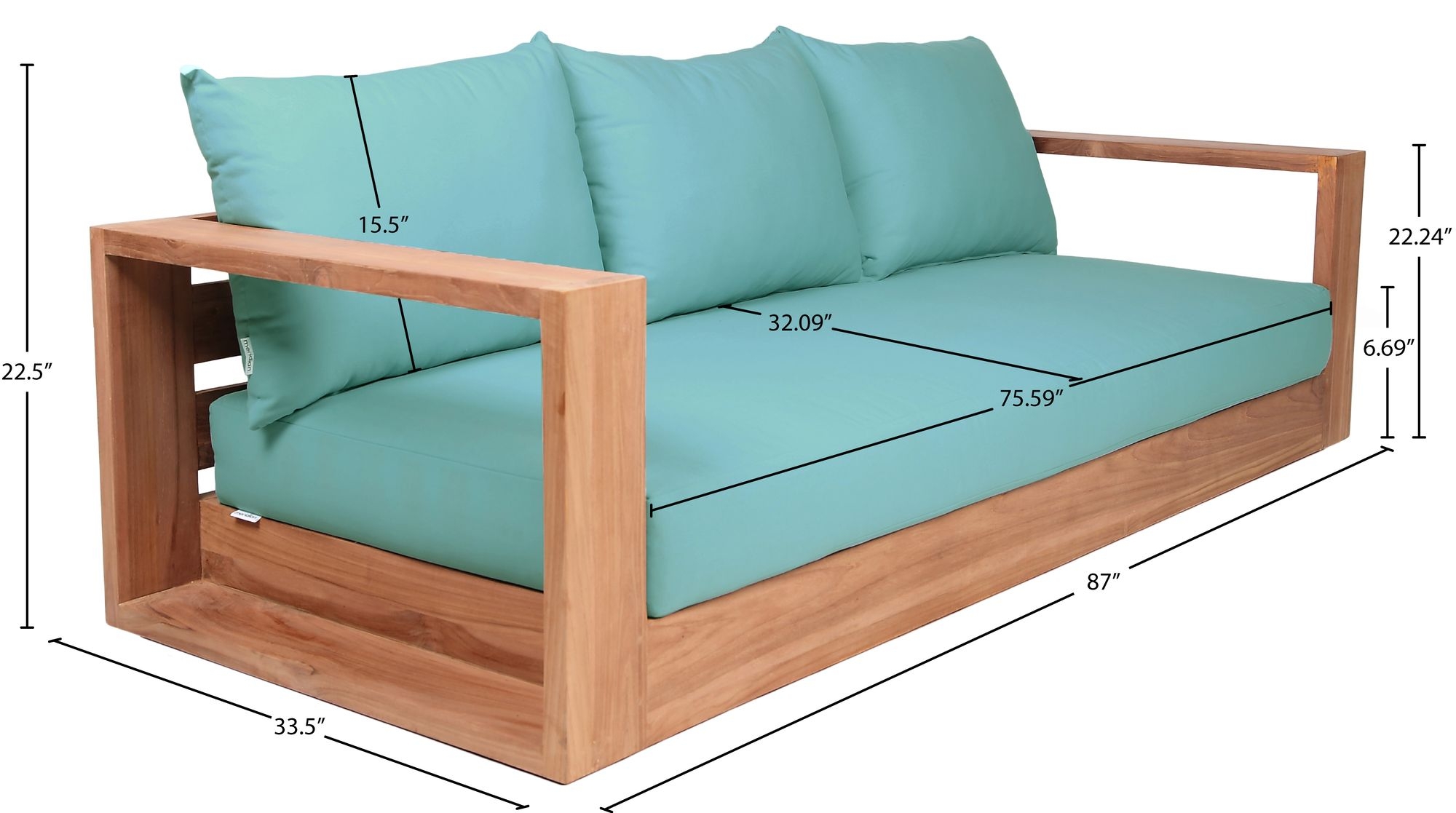 Tulum 87" Outdoor Patio Waterproof Fabric Sofa