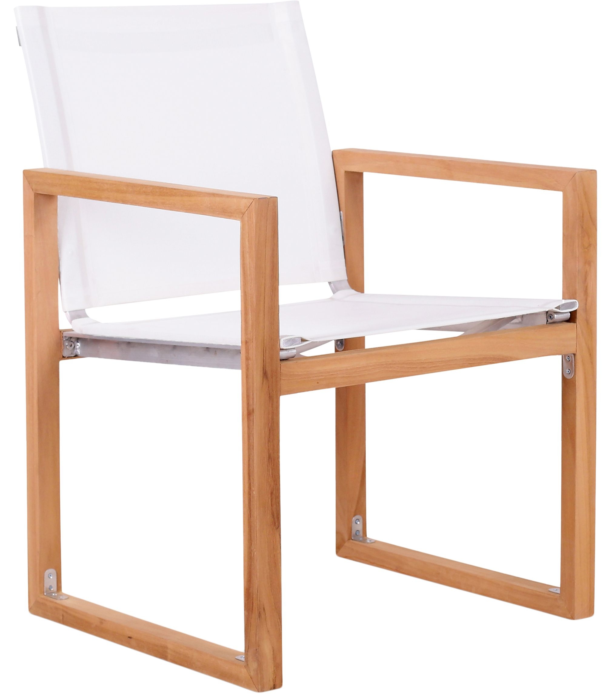 Tulum Outdoor Patio Mesh Waterproof Fabric Dining Arm Chair with Natural Teak Base