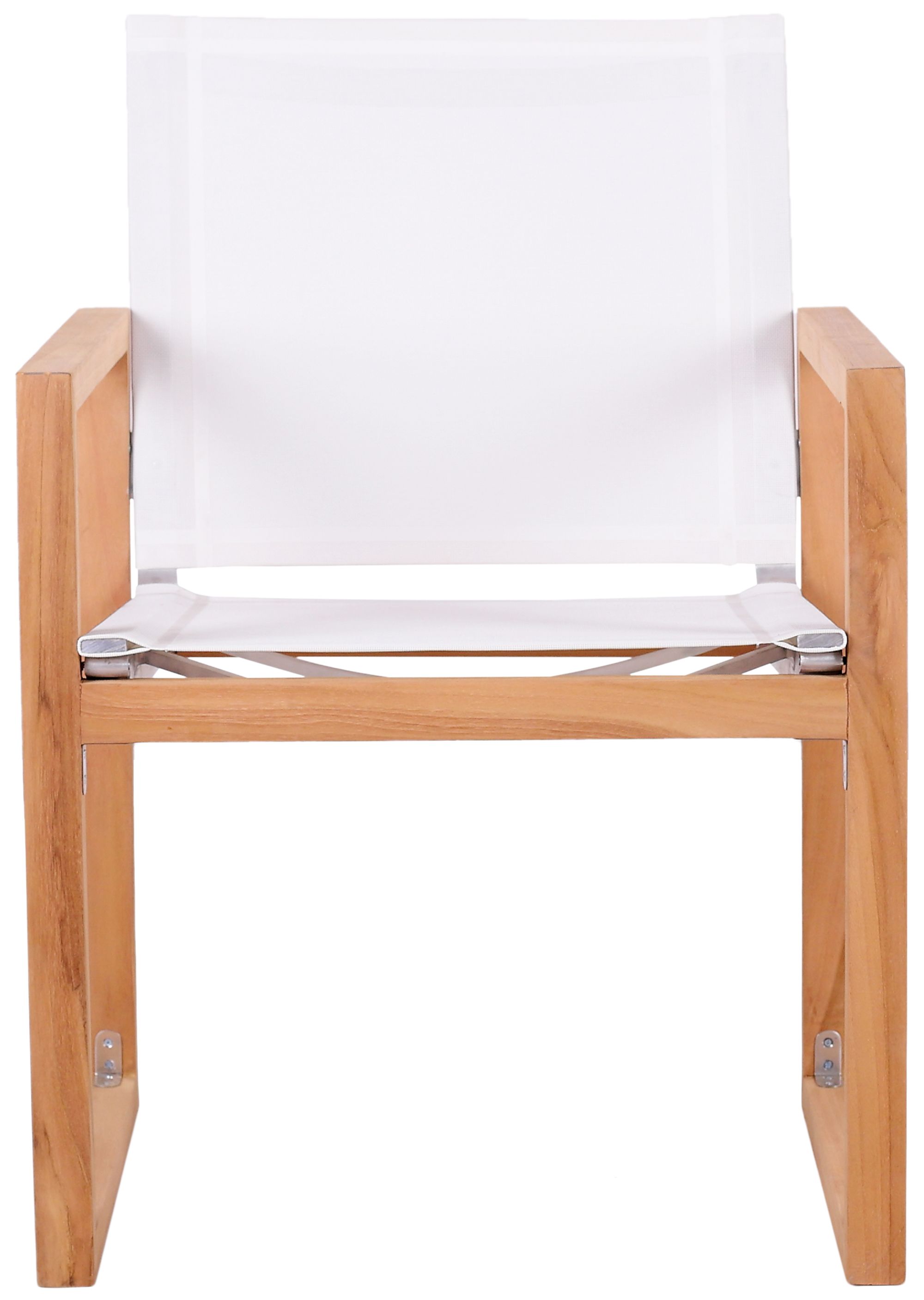 Tulum Outdoor Patio Mesh Waterproof Fabric Dining Arm Chair with Natural Teak Base