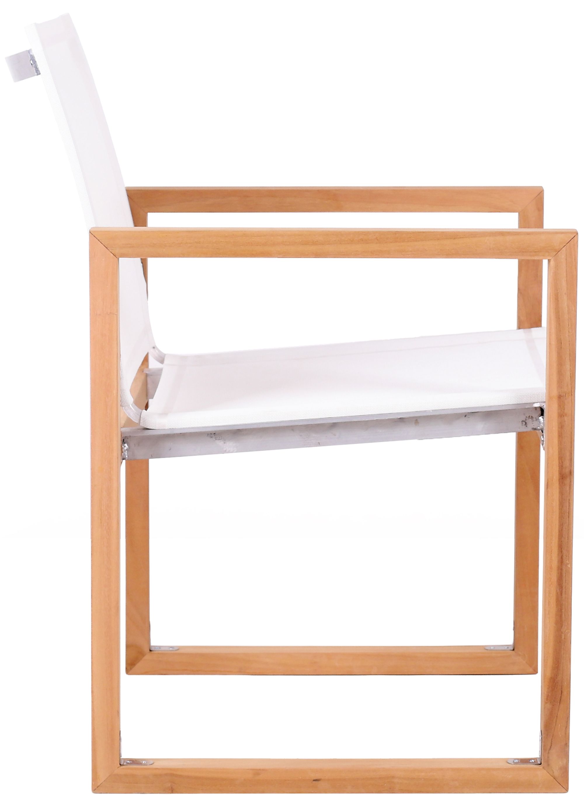 Tulum Outdoor Patio Mesh Waterproof Fabric Dining Arm Chair with Natural Teak Base