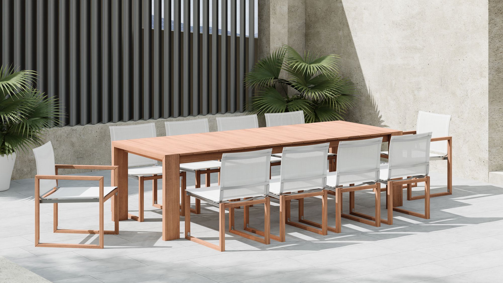 Tulum Outdoor Patio Mesh Waterproof Fabric Dining Arm Chair with Natural Teak Base