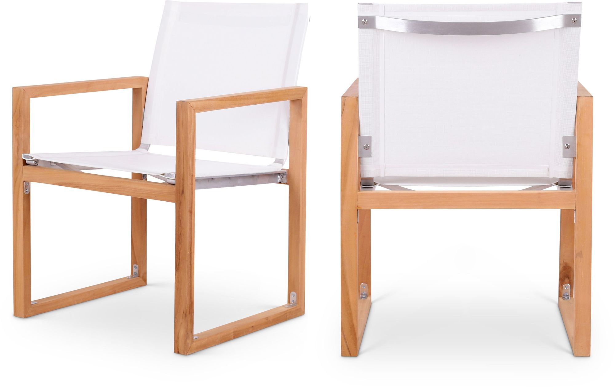 Tulum Outdoor Patio Mesh Waterproof Fabric Dining Arm Chair with Natural Teak Base