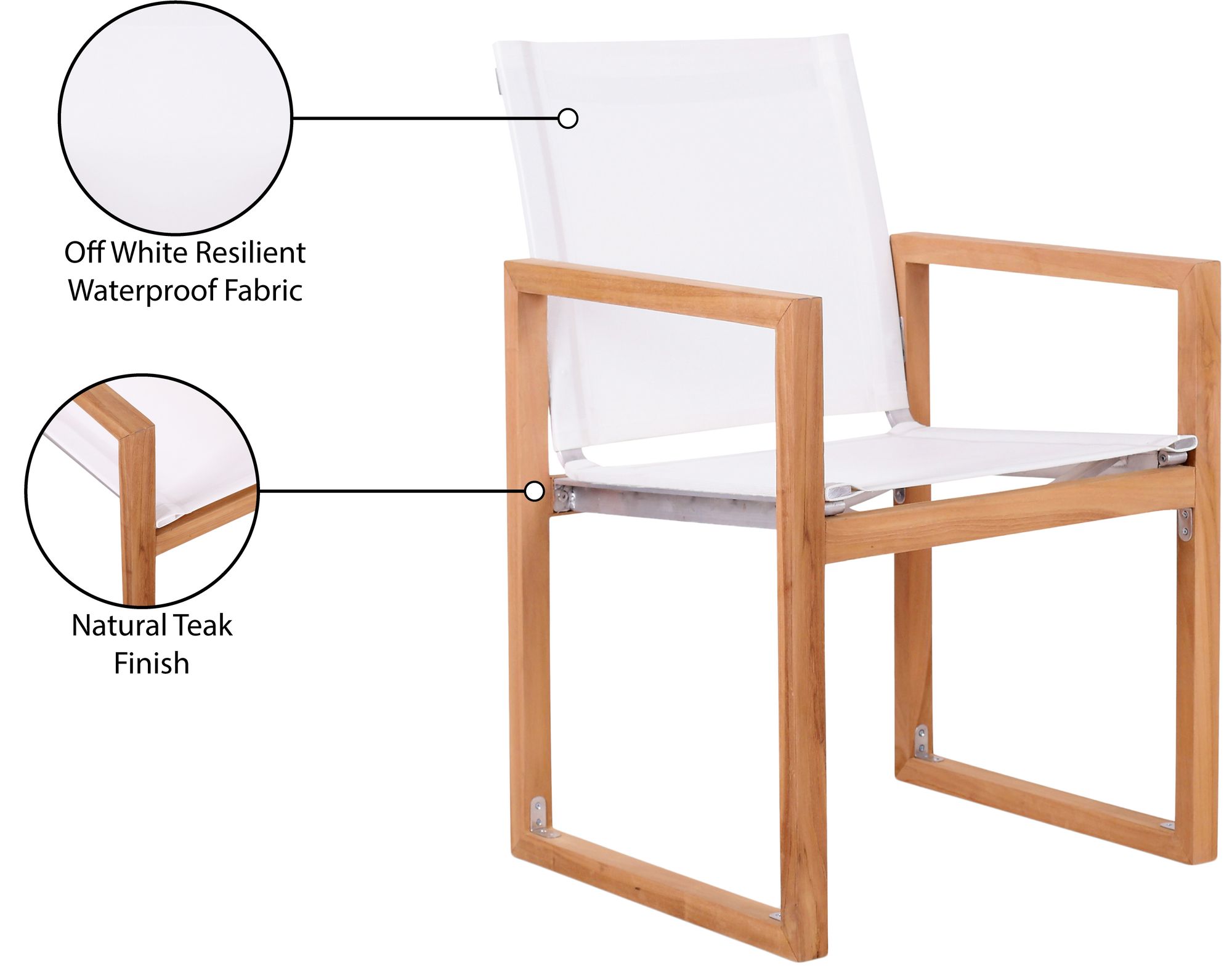 Tulum Outdoor Patio Mesh Waterproof Fabric Dining Arm Chair with Natural Teak Base