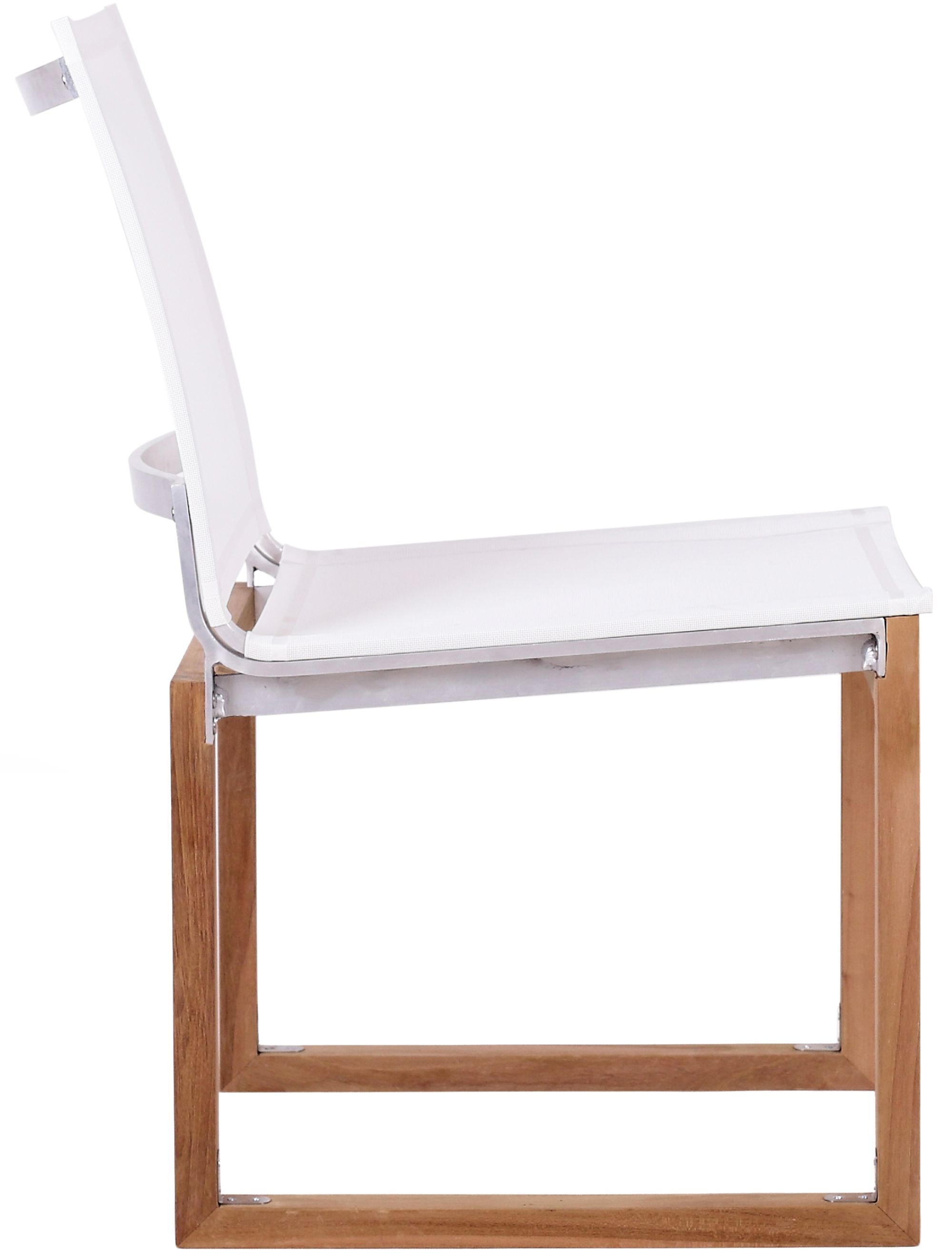 Tulum Outdoor Patio Mesh Waterproof Fabric Dining Side Chair with Natural Teak Base