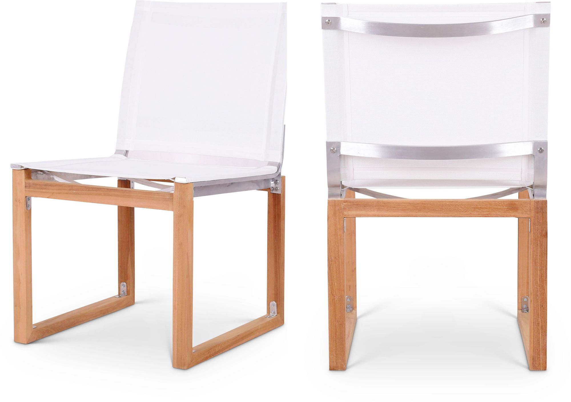 Tulum Outdoor Patio Mesh Waterproof Fabric Dining Side Chair with Natural Teak Base