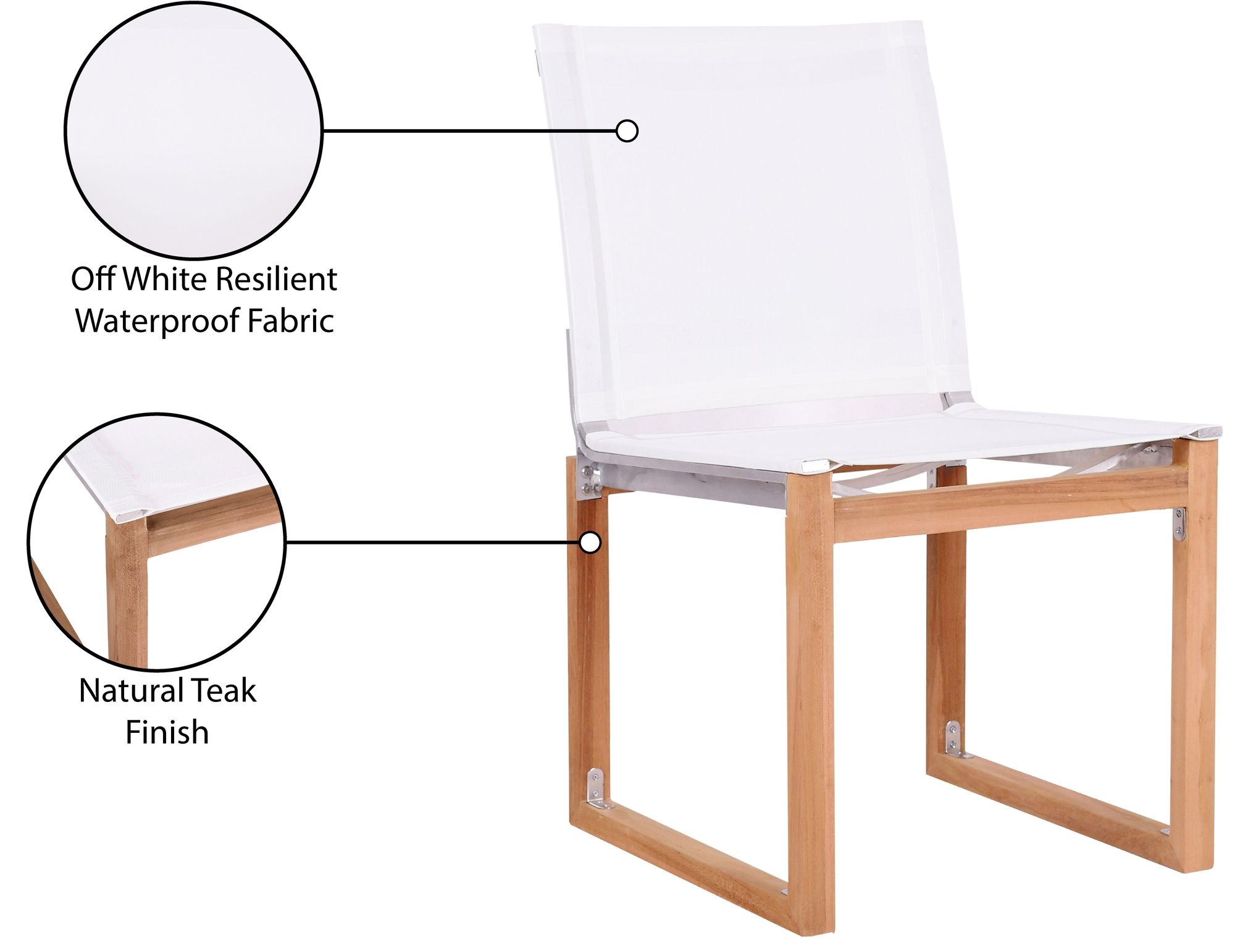 Tulum Outdoor Patio Mesh Waterproof Fabric Dining Side Chair with Natural Teak Base