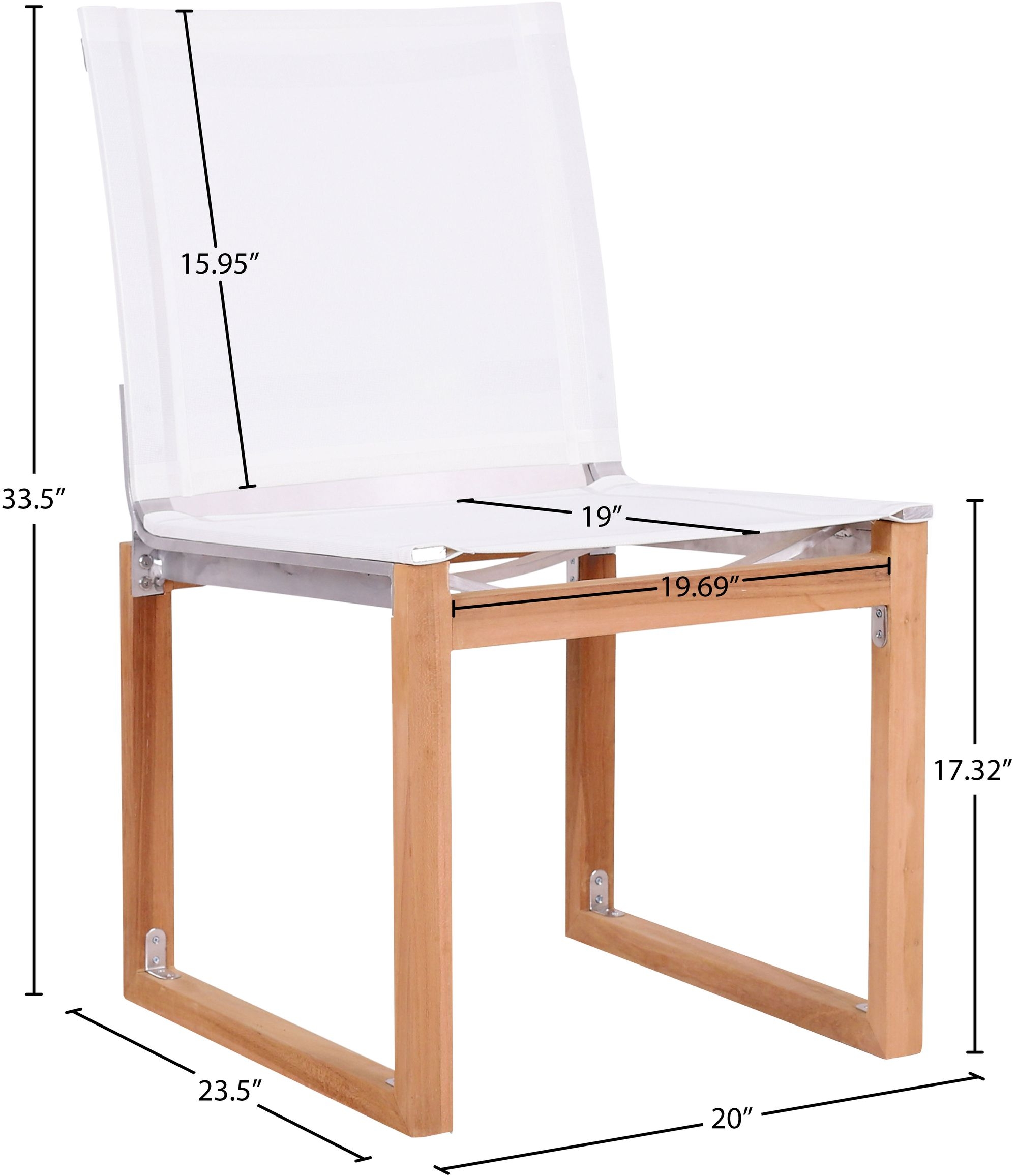 Tulum Outdoor Patio Mesh Waterproof Fabric Dining Side Chair with Natural Teak Base