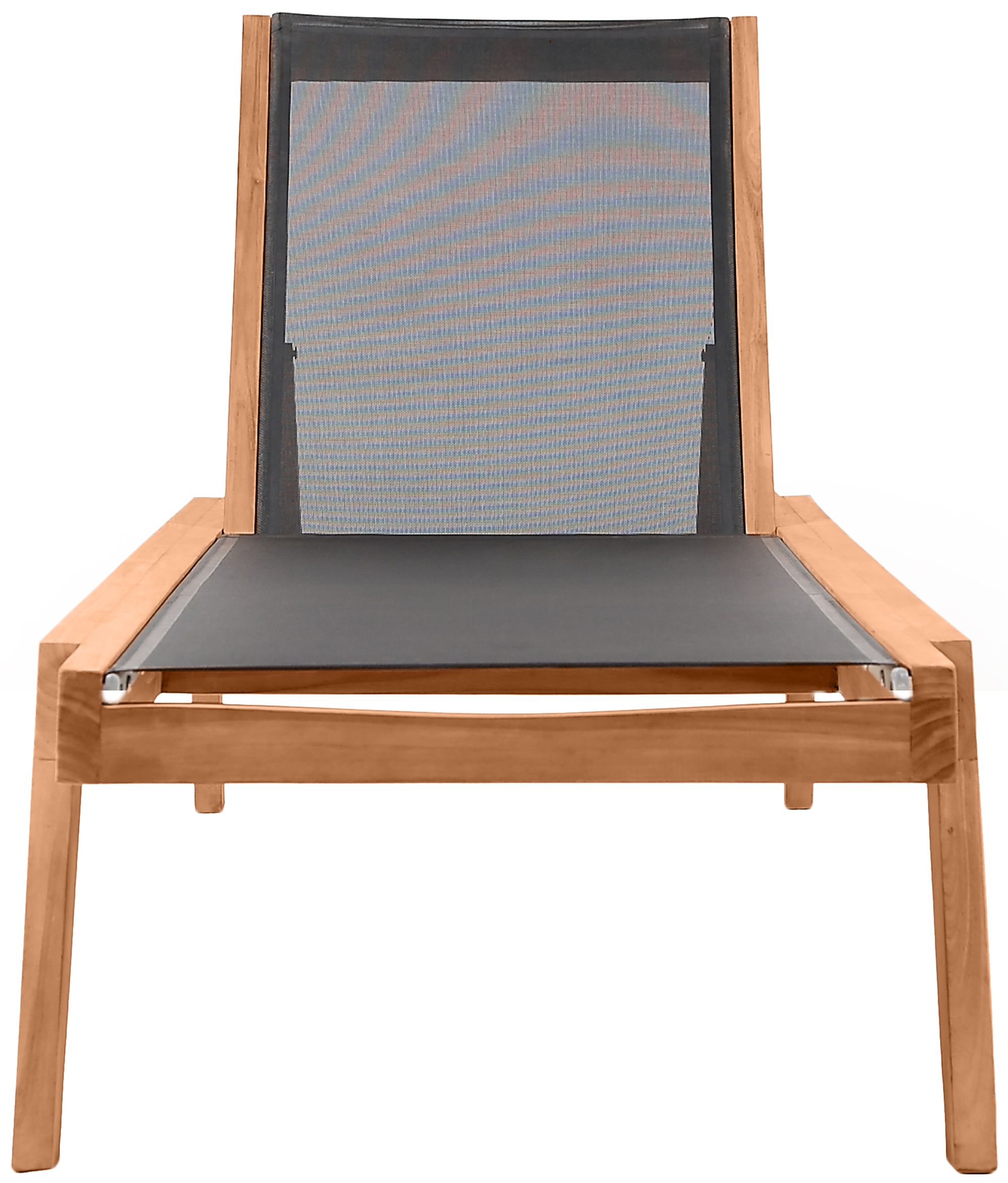 Tulum Outdoor Patio Mesh Waterproof Fabric Chaise Lounge Chair with Solid Teak Wood Frame