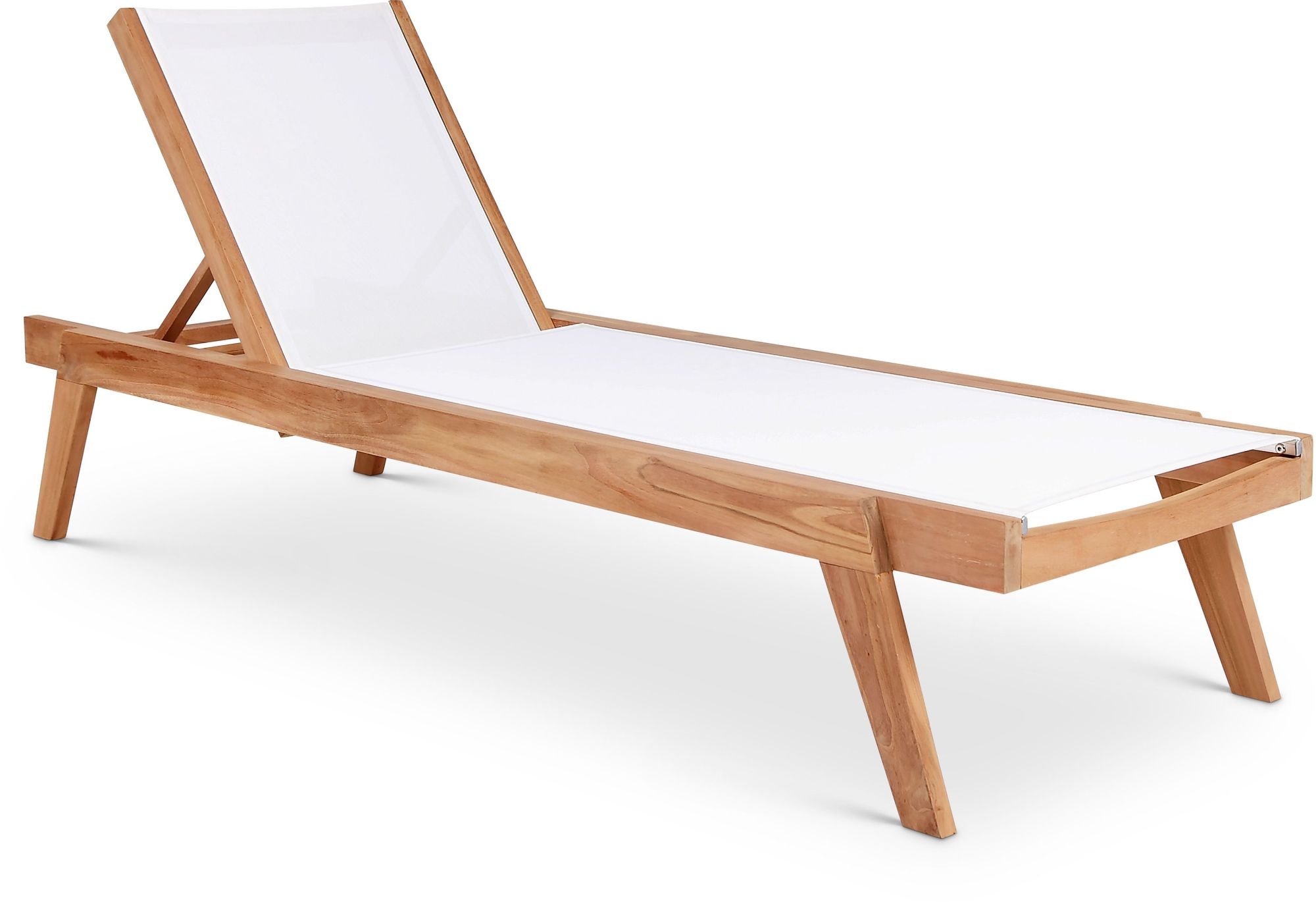 Tulum Outdoor Patio Mesh Waterproof Fabric Chaise Lounge Chair with Solid Teak Wood Frame