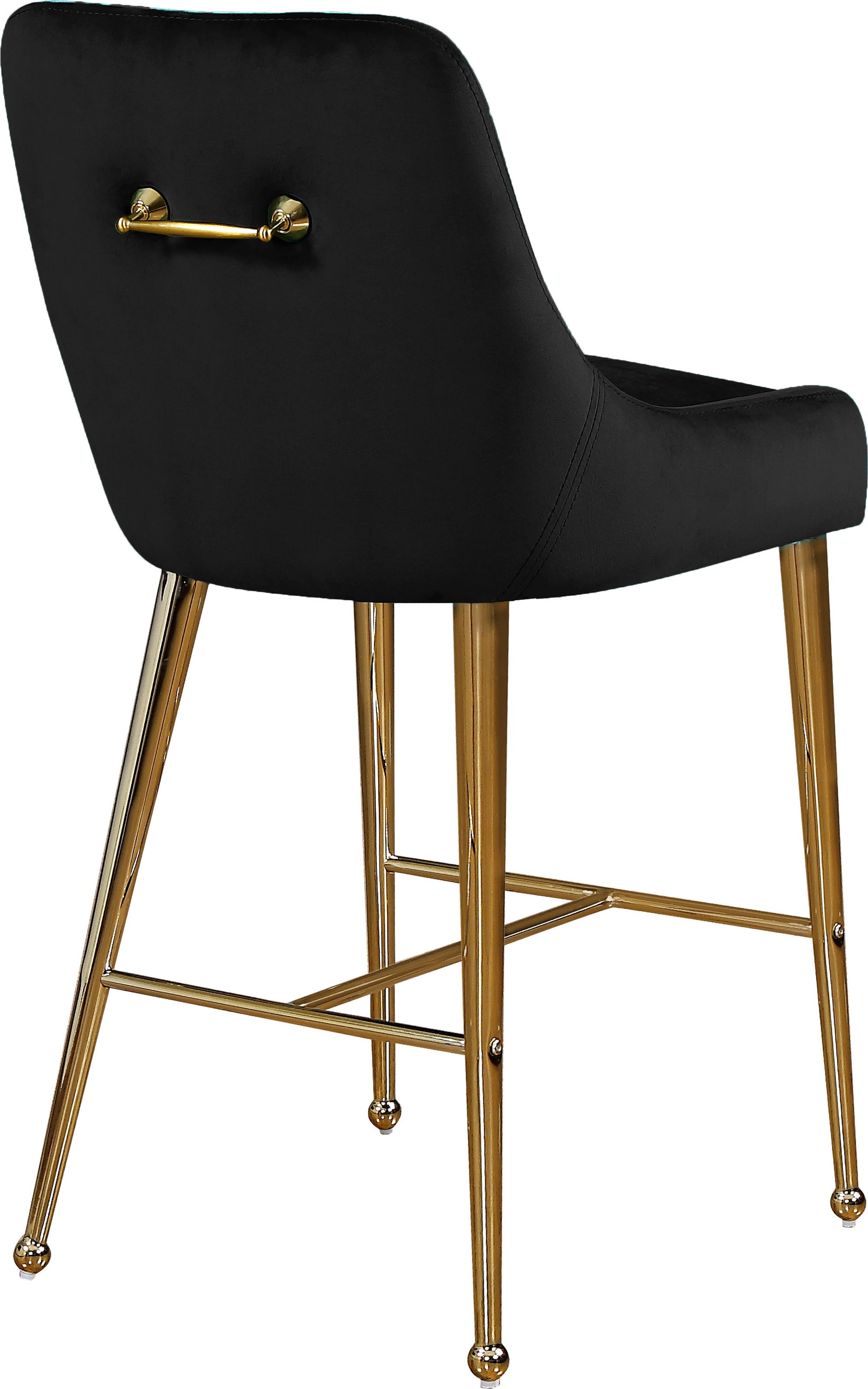 Owen Velvet Counter Stool with Polished Gold Legs