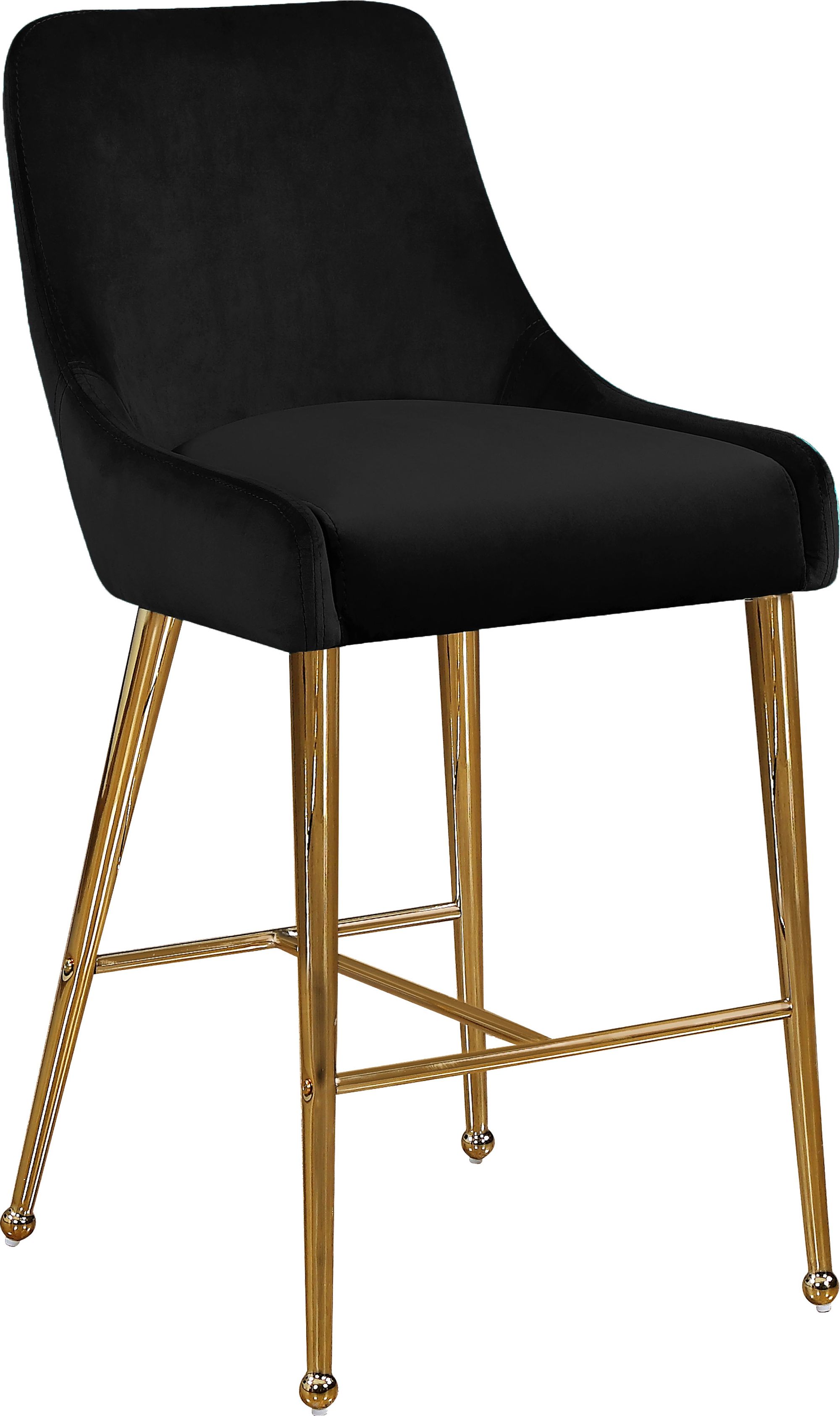 Owen Velvet Counter Stool with Polished Gold Legs
