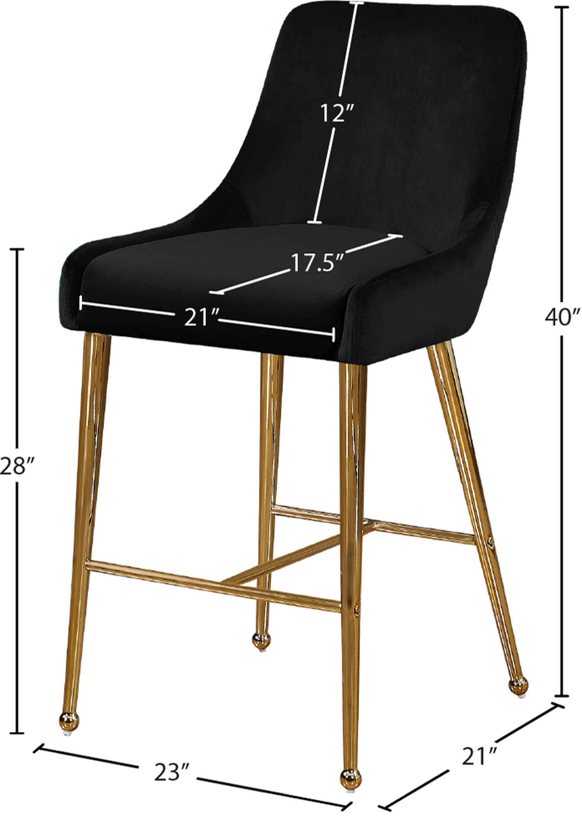 Owen Velvet Counter Stool with Polished Gold Legs