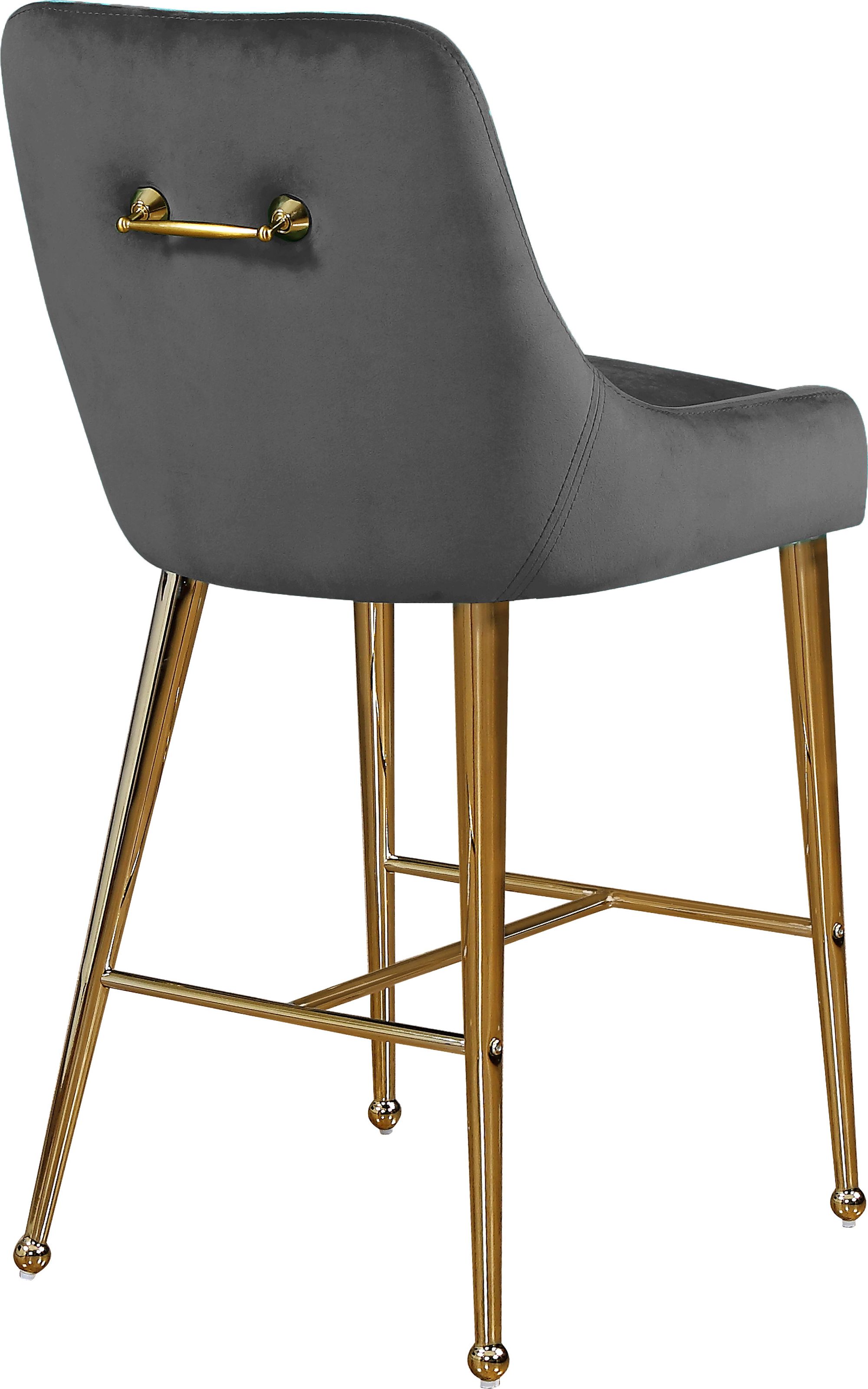 Owen Velvet Counter Stool with Polished Gold Legs