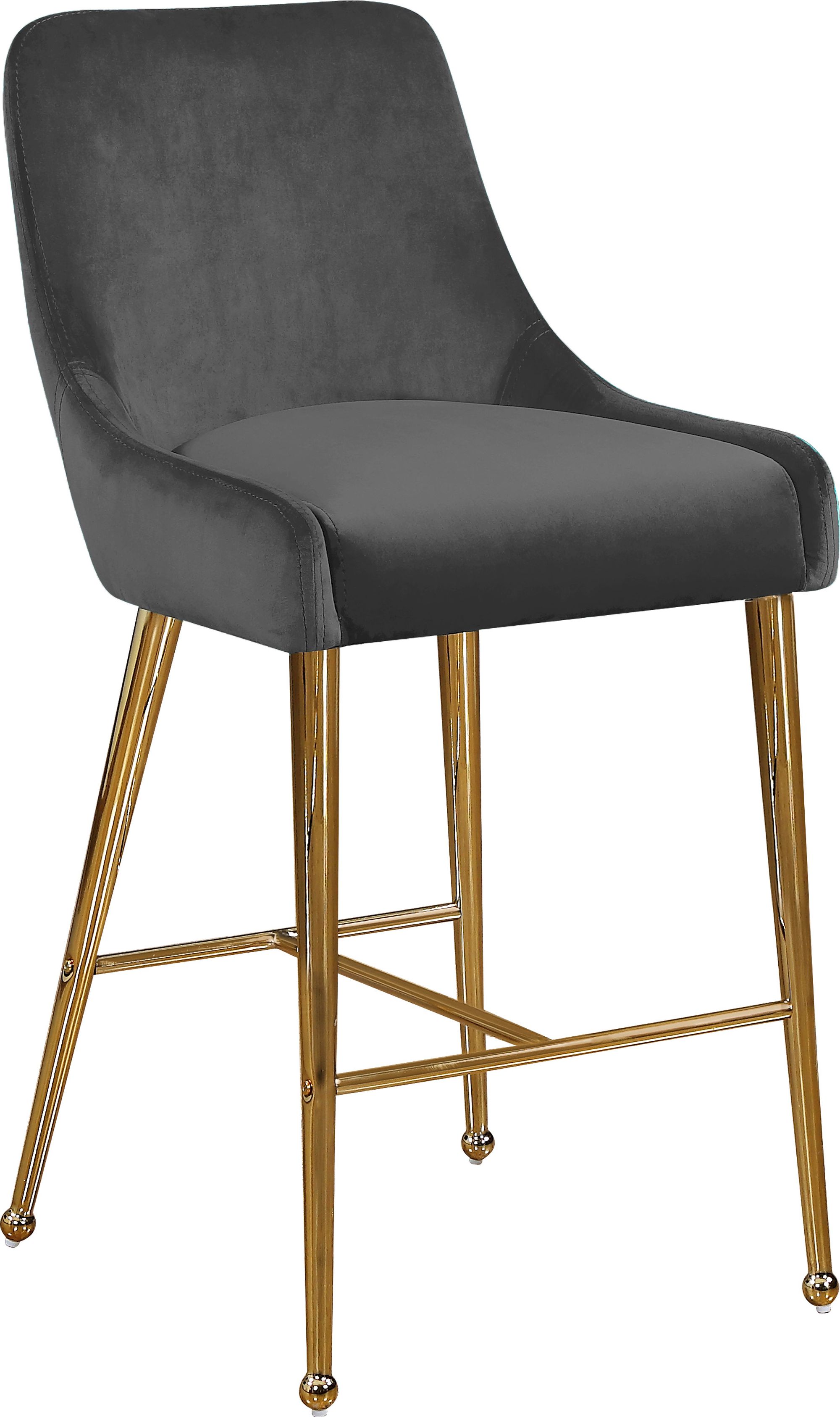 Owen Velvet Counter Stool with Polished Gold Legs