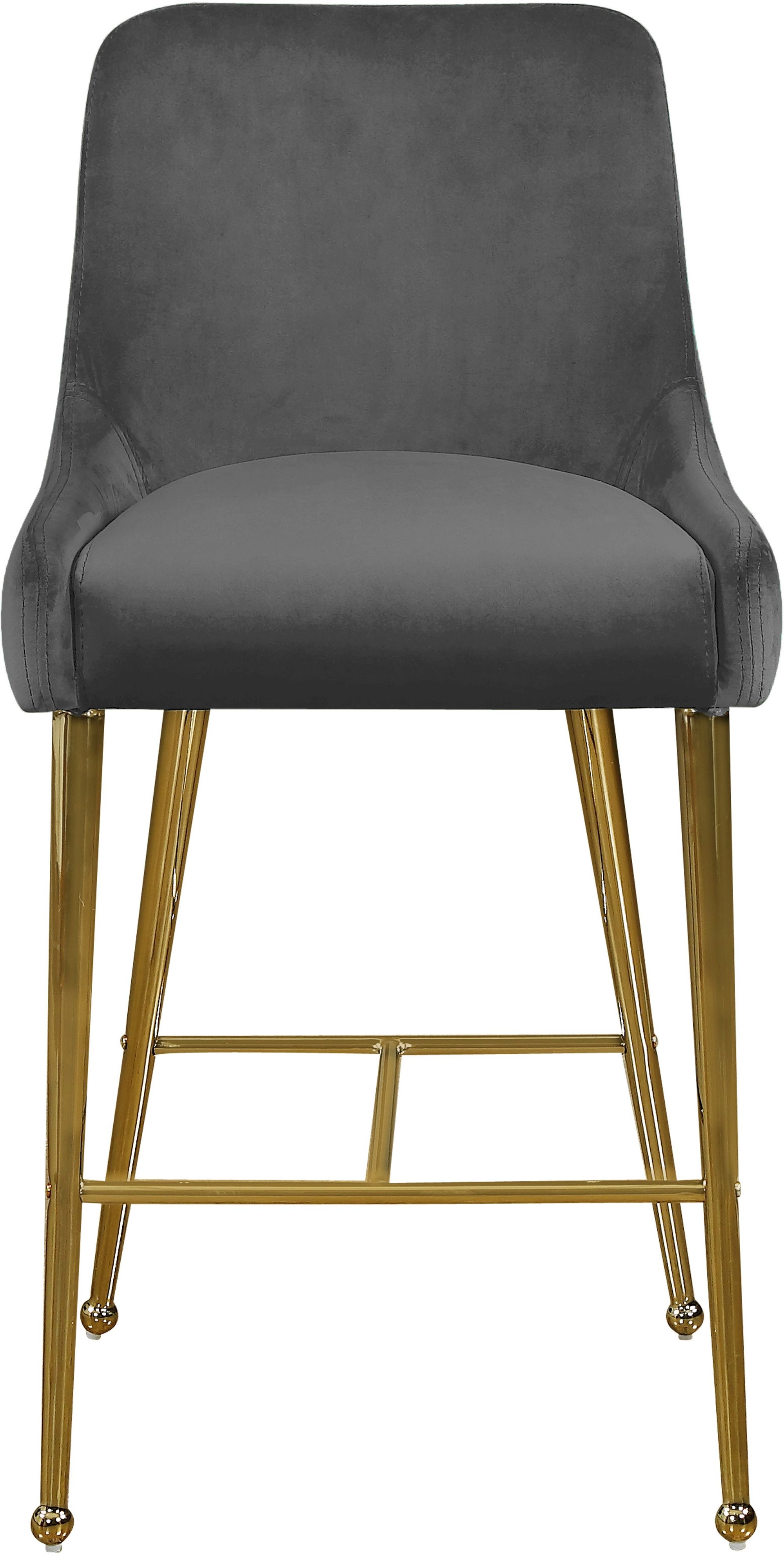 Owen Velvet Counter Stool with Polished Gold Legs