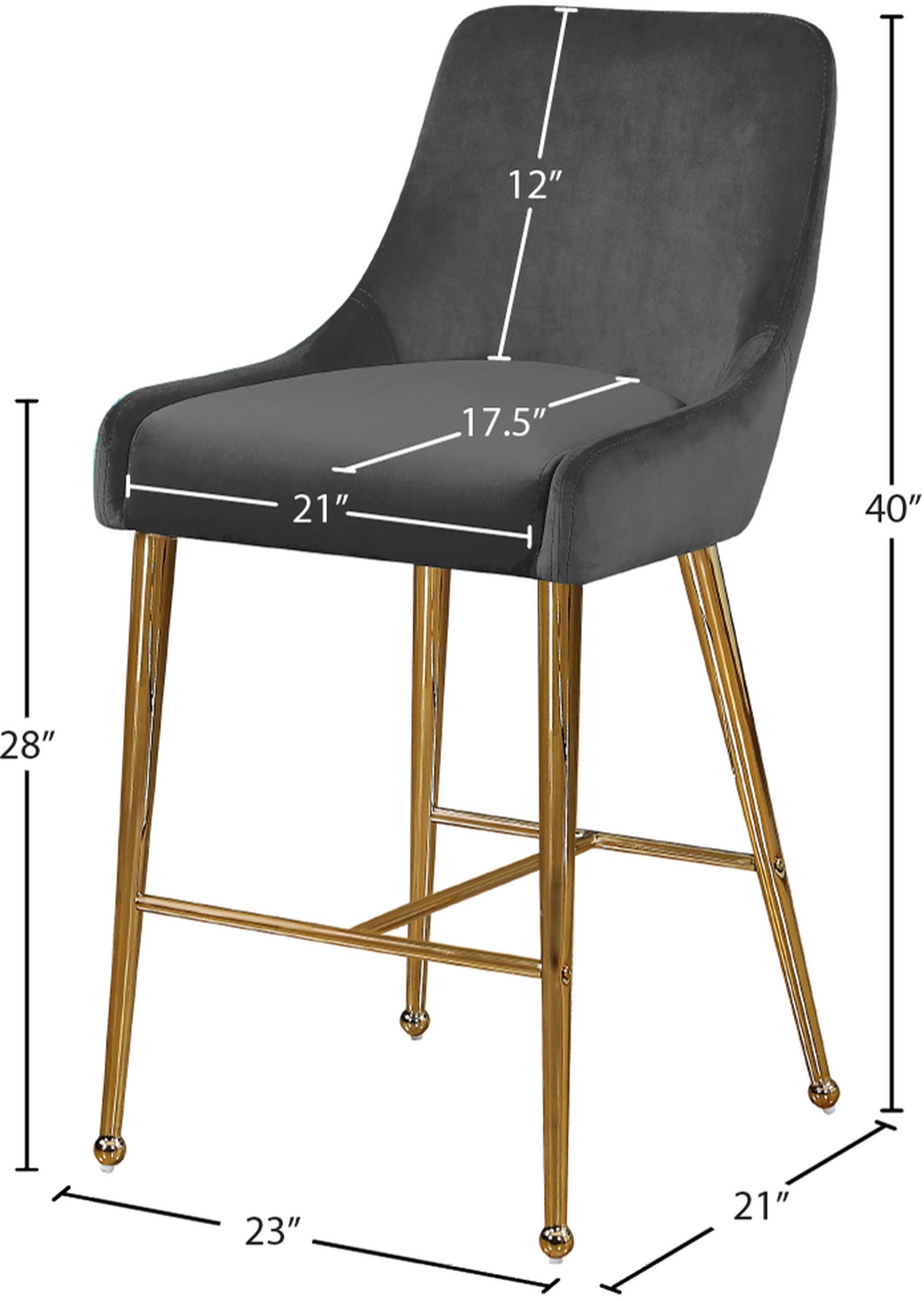 Owen Velvet Counter Stool with Polished Gold Legs