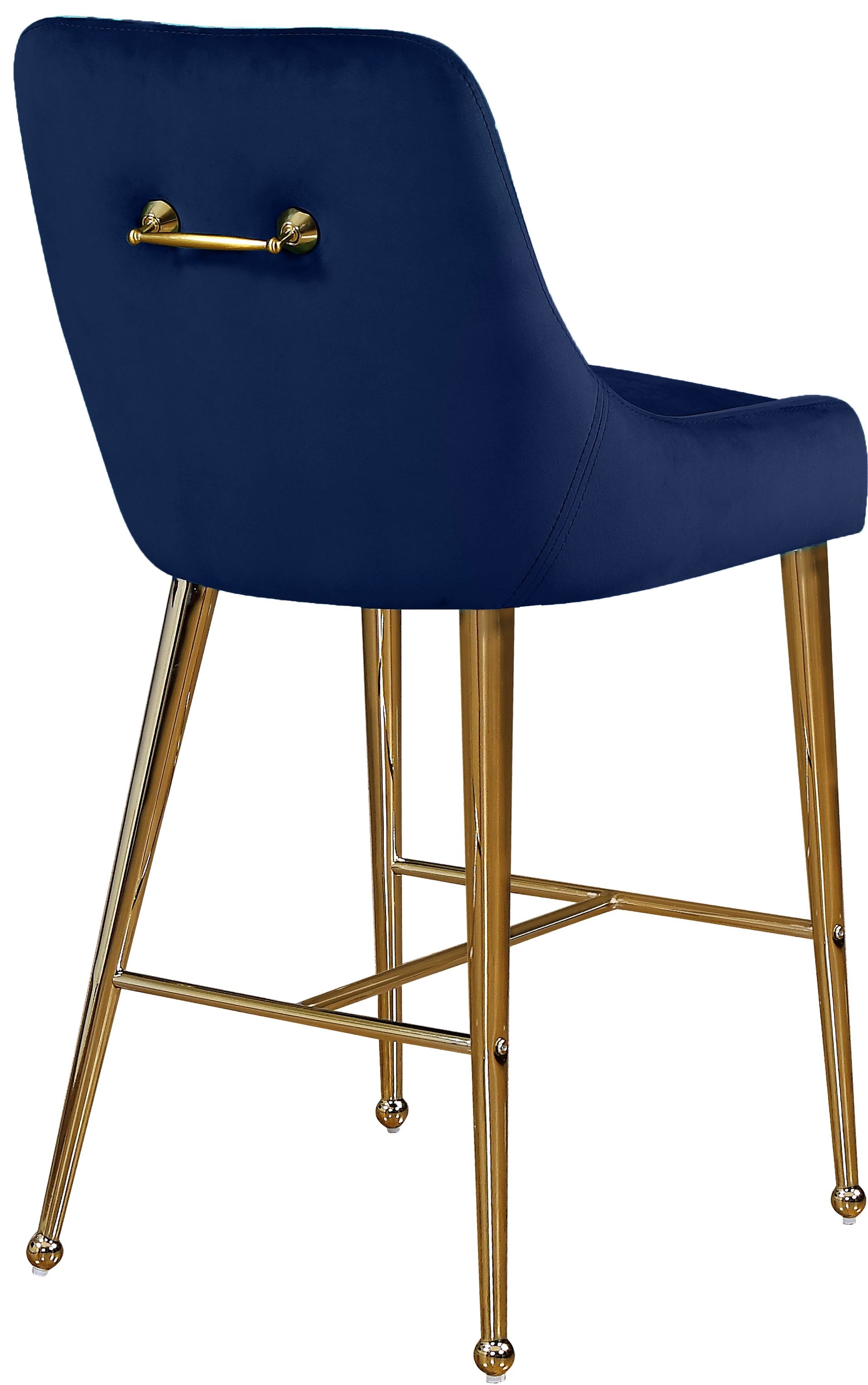 Owen Velvet Counter Stool with Polished Gold Legs