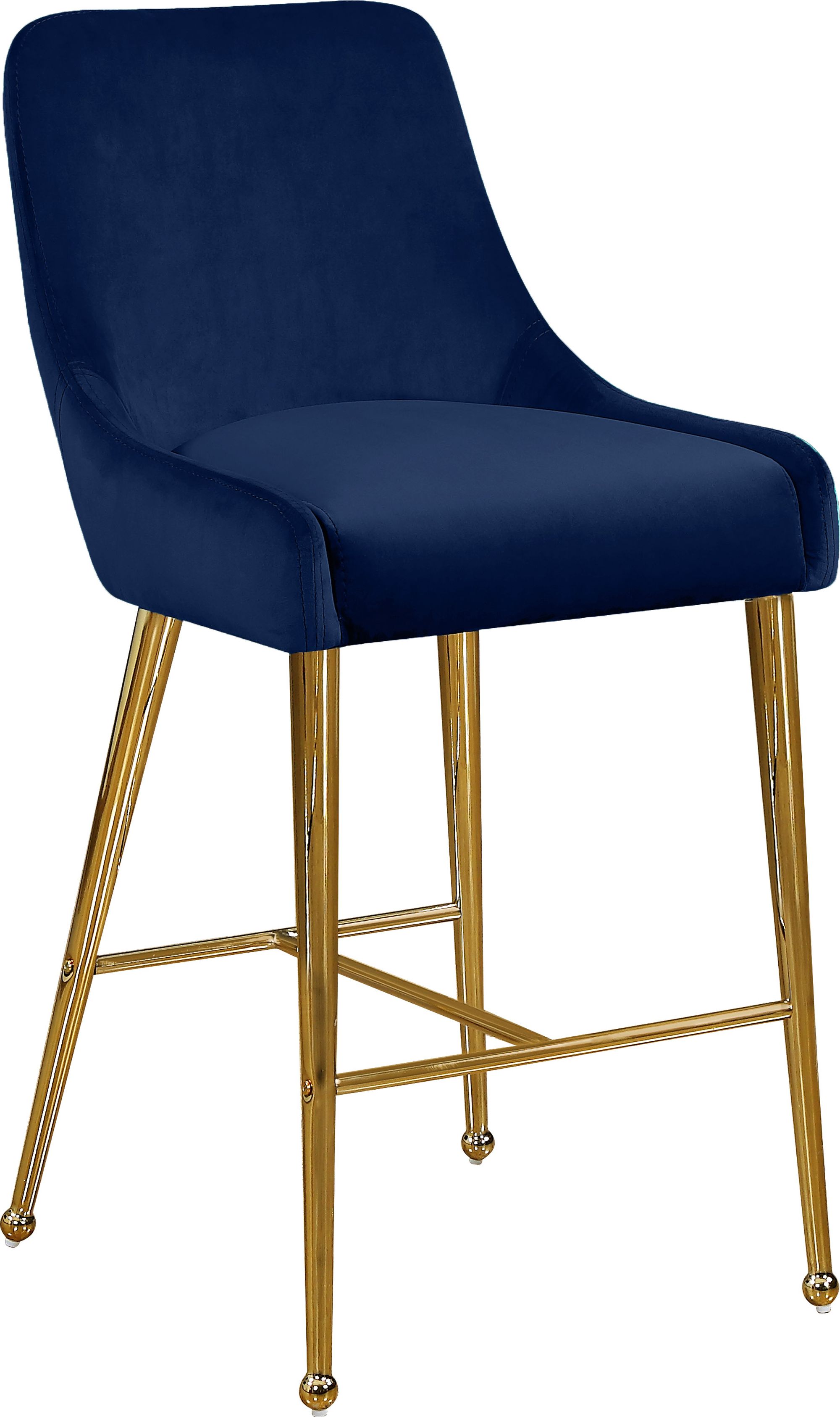 Owen Velvet Counter Stool with Polished Gold Legs