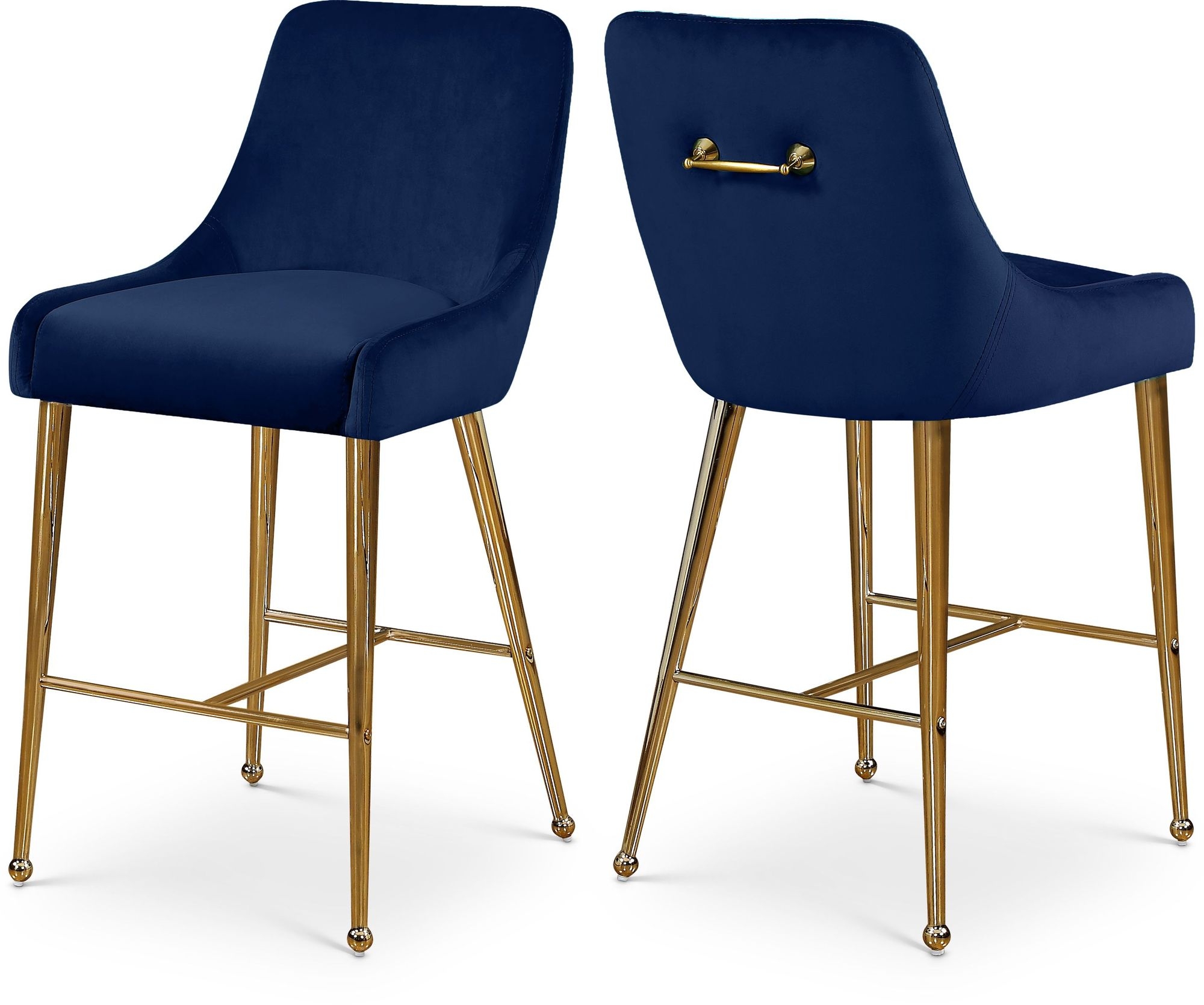 Owen Velvet Counter Stool with Polished Gold Legs