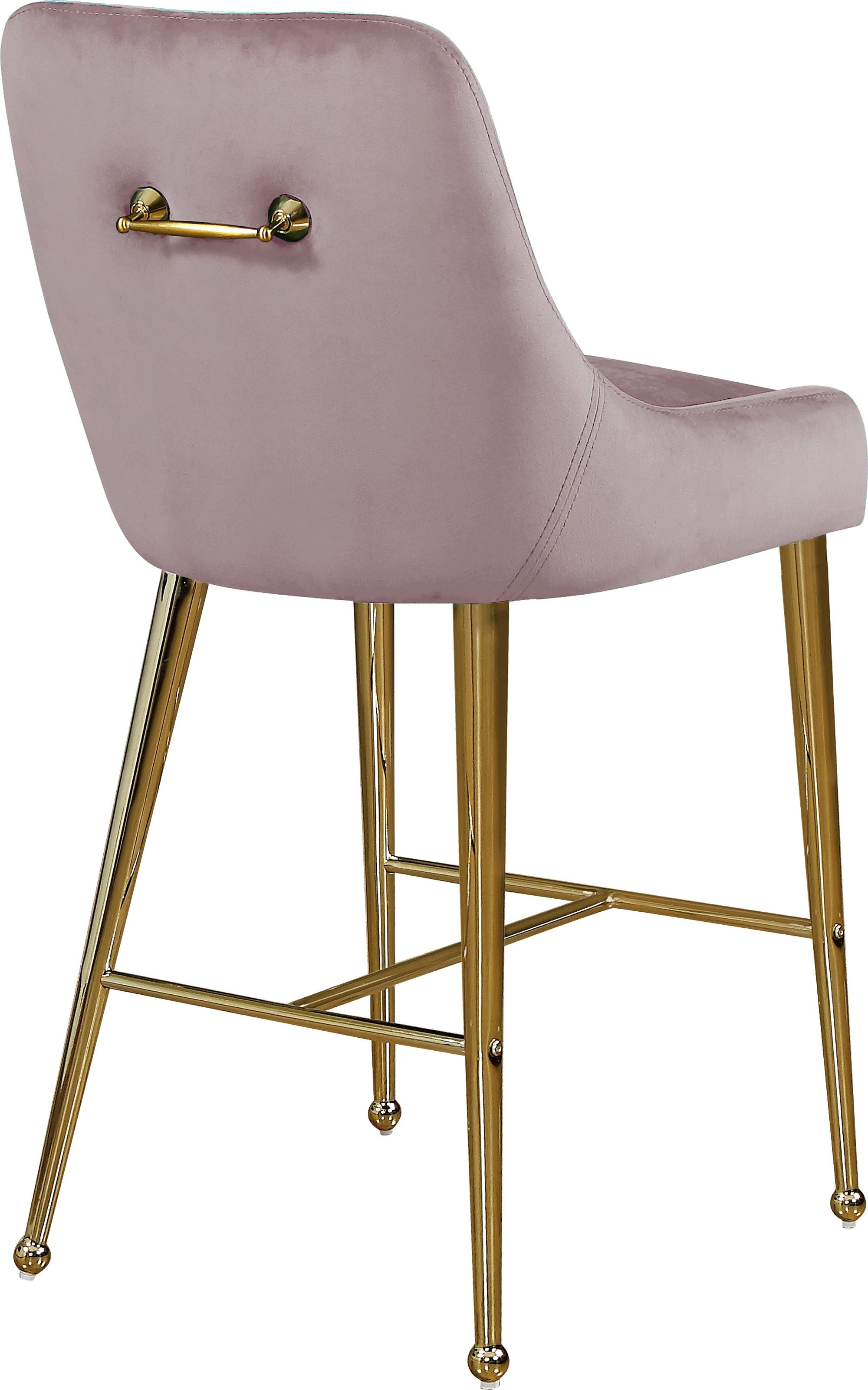 Owen Velvet Counter Stool with Polished Gold Legs